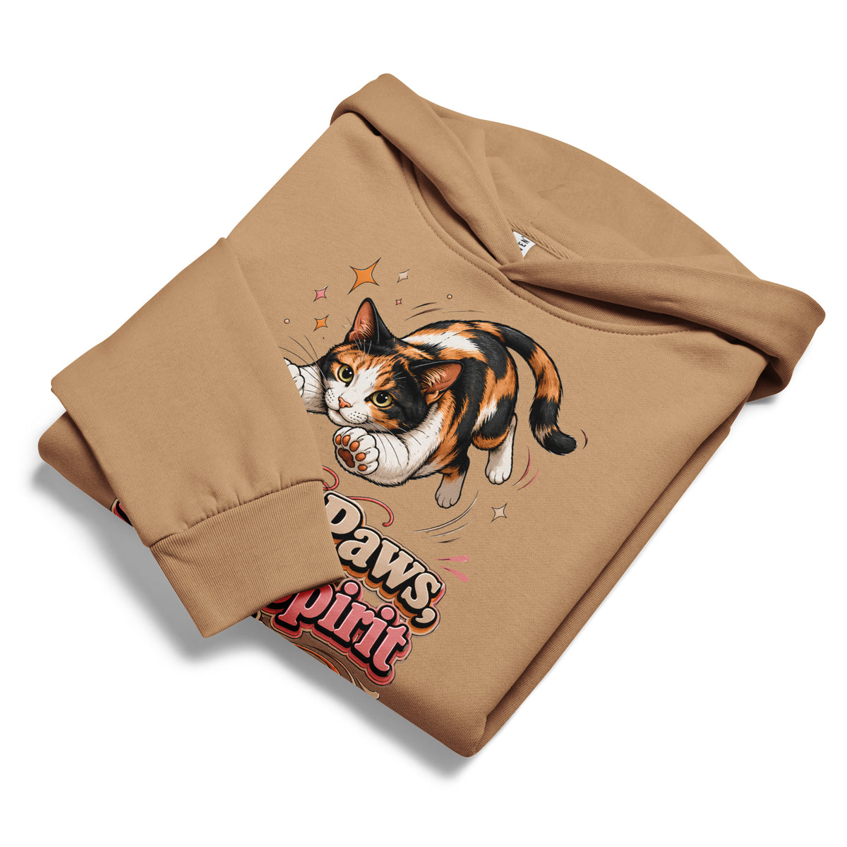 Tiny Paws Bold Spirit Cat Lovers Urban Garment Dyed Hoodie by printfluence.net