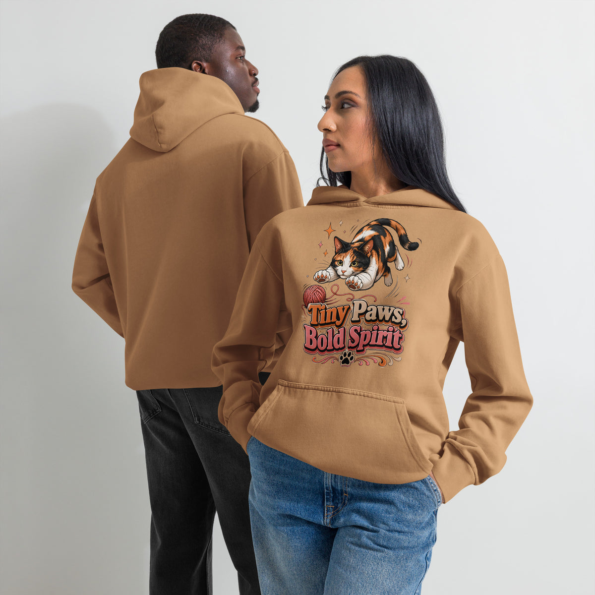 Tiny Paws Bold Spirit Cat Lovers Urban Garment Dyed Hoodie by printfluence.net