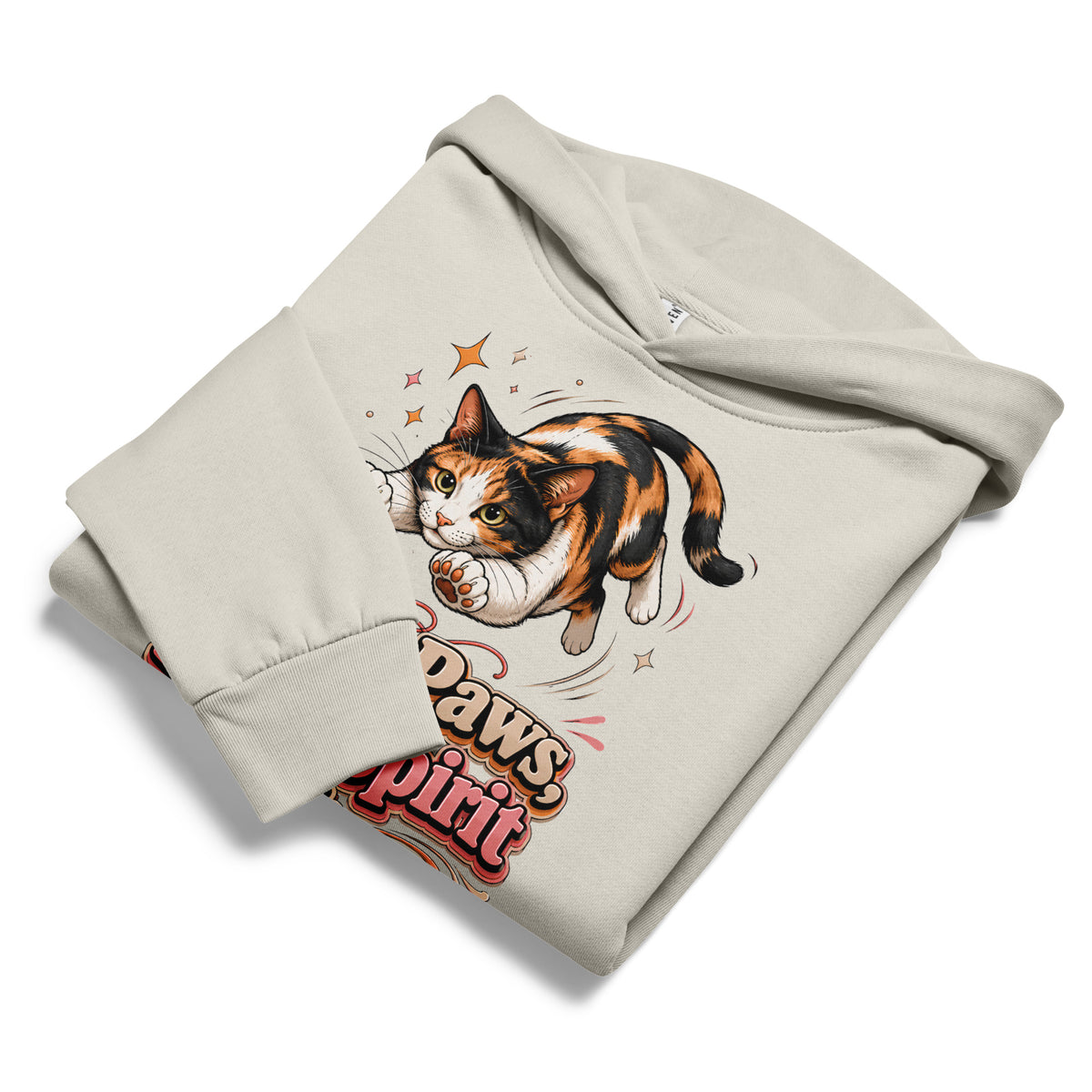 Tiny Paws Bold Spirit Cat Lovers Urban Garment Dyed Hoodie by printfluence.net