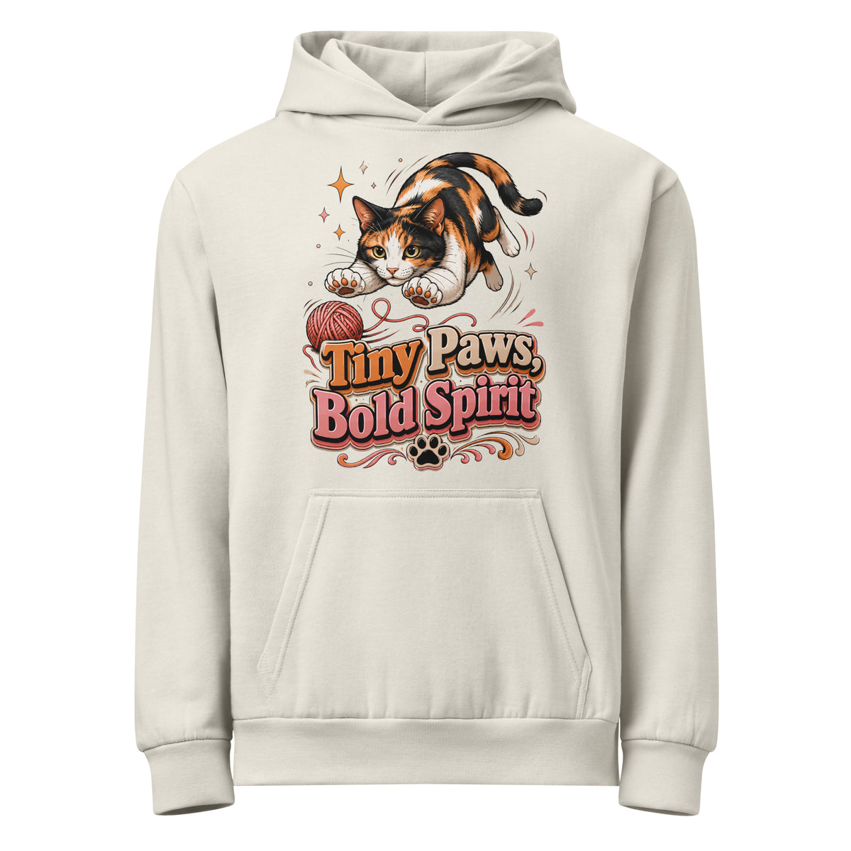 Tiny Paws Bold Spirit Cat Lovers Urban Garment Dyed Hoodie by printfluence.net