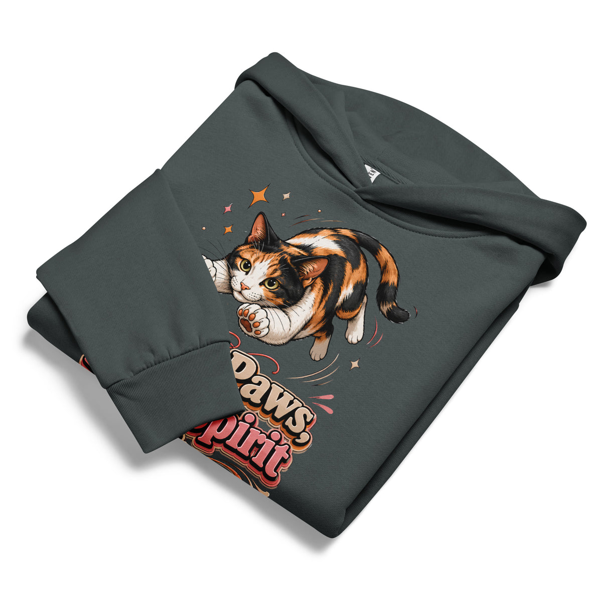 Tiny Paws Bold Spirit Cat Lovers Urban Garment Dyed Hoodie by printfluence.net