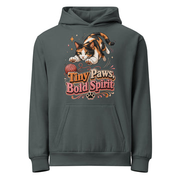 Tiny Paws Bold Spirit Cat Lovers Urban Garment Dyed Hoodie by printfluence.net
