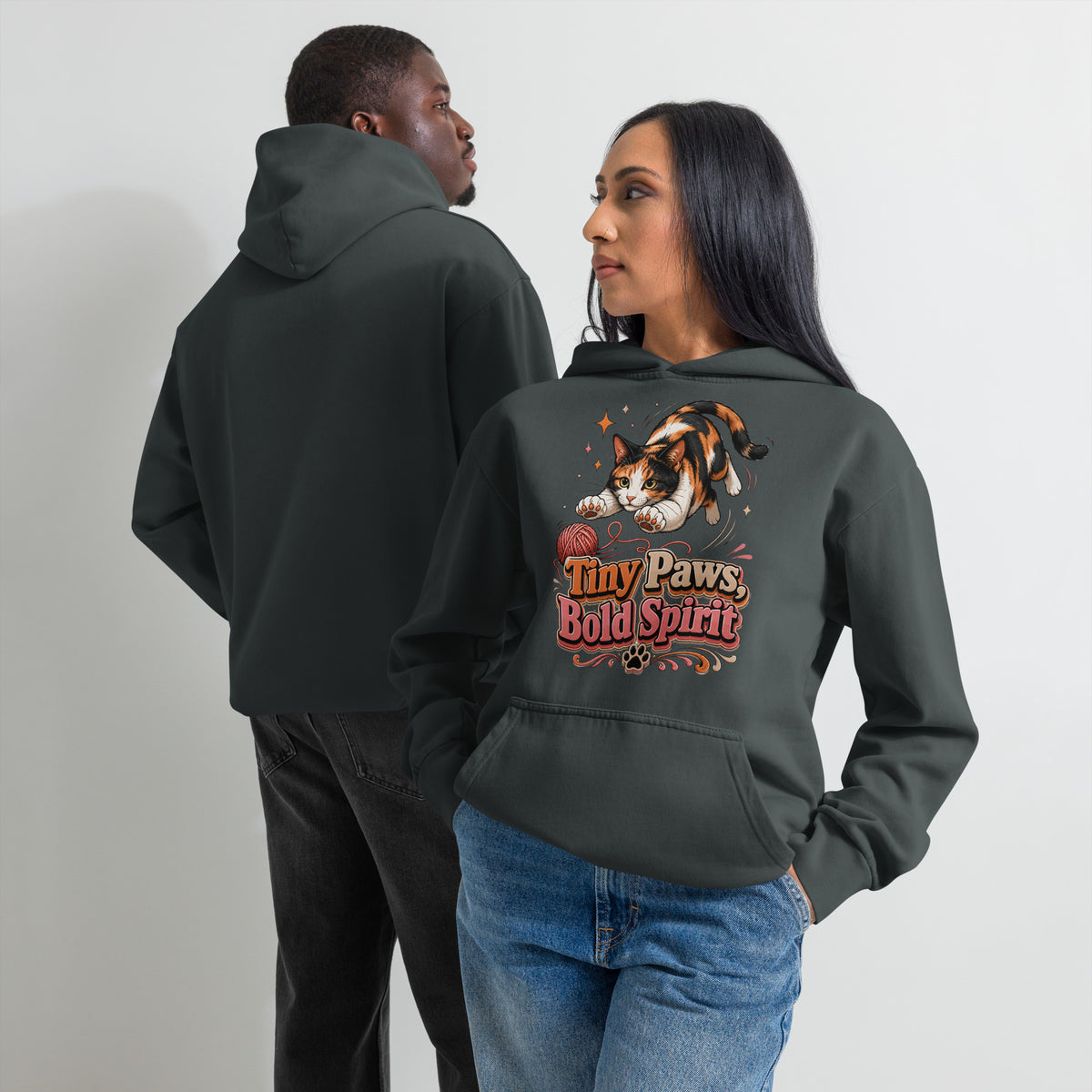 Tiny Paws Bold Spirit Cat Lovers Urban Garment Dyed Hoodie by printfluence.net