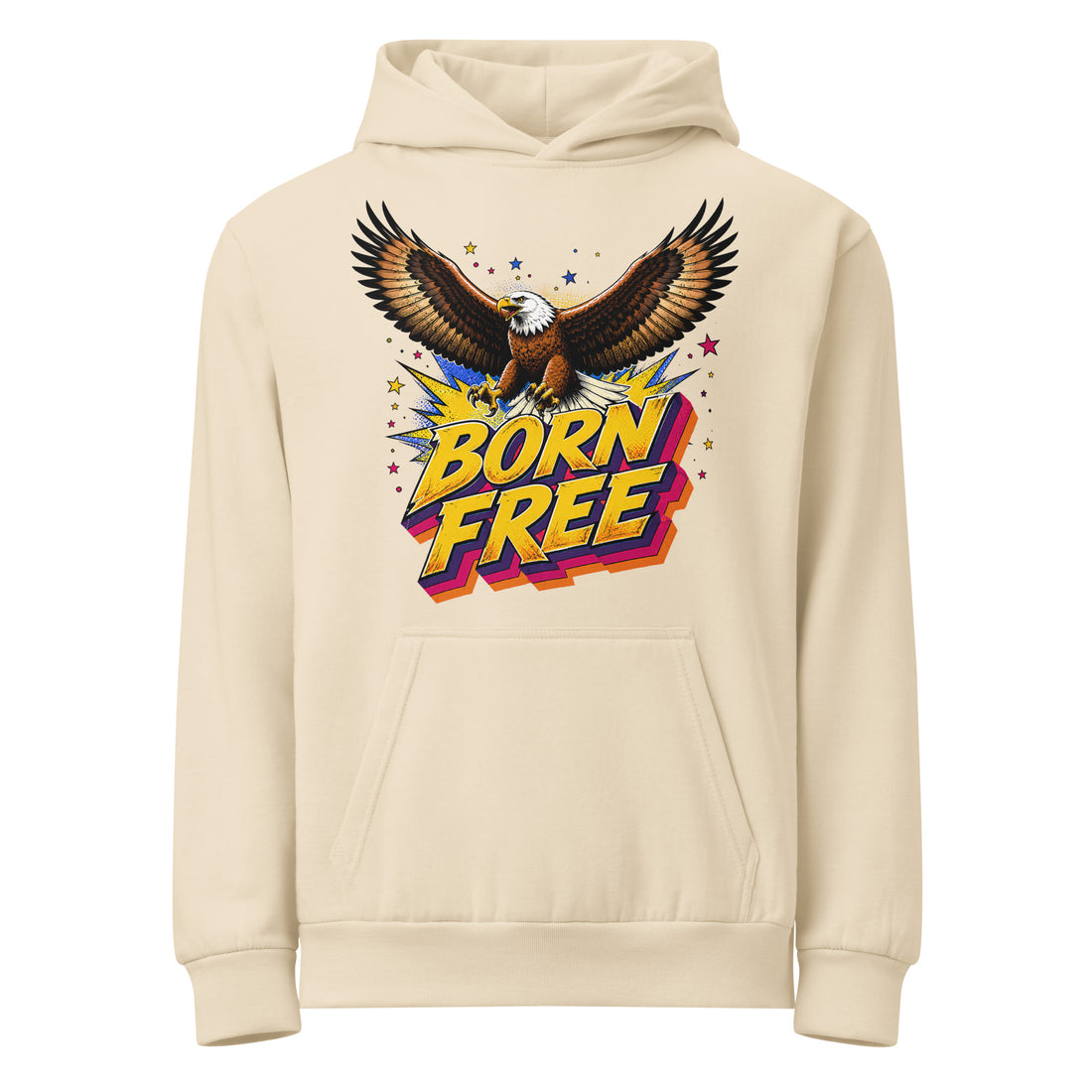 Eagle Lovers Born Free Pop Art Urban Hoodie Oversized Fit Heavyweight Fleece by printfluence.net