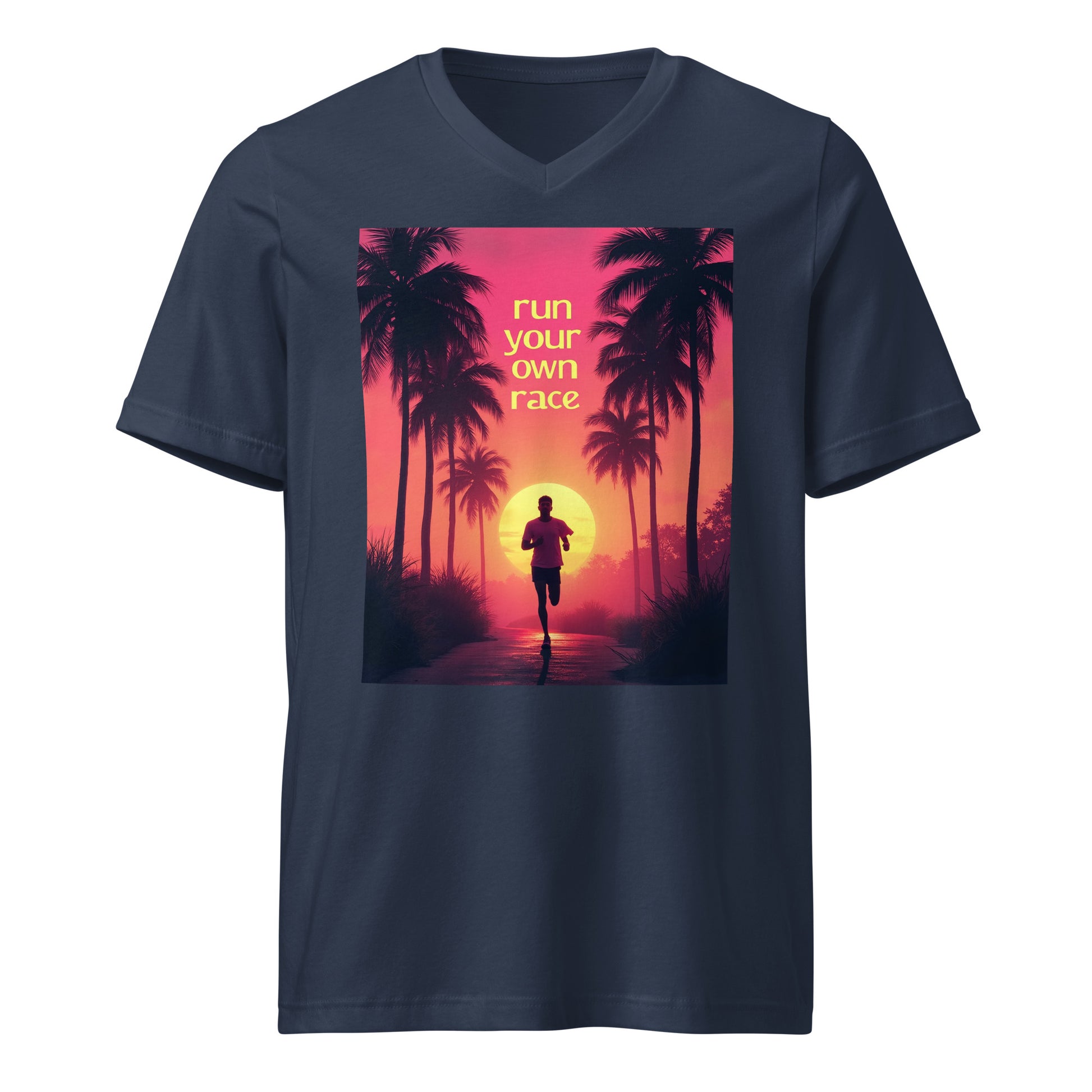 Unisex Short Sleeve V-Neck T-Shirt - Run Your Own Race V-Neck Tee – Elite Path for High Achievers by printfluence.net
