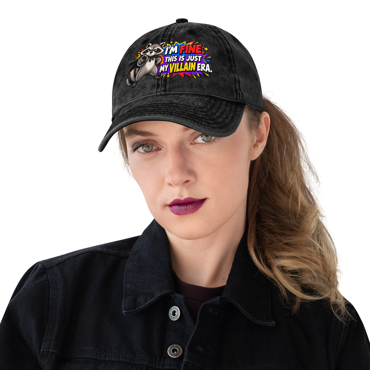Sarcastic Humor Lovers | Vintage Cap — I'M FINE. THIS IS JUST MY VILLAIN ERA. by printfluence