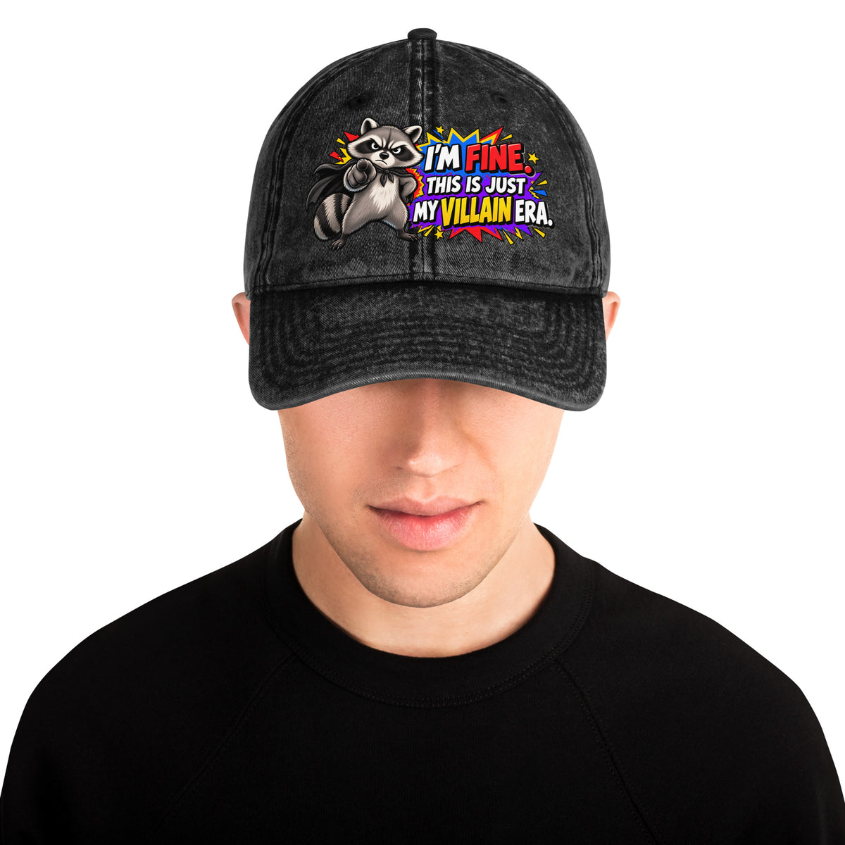 Sarcastic Humor Lovers | Vintage Cap — I'M FINE. THIS IS JUST MY VILLAIN ERA. by printfluence