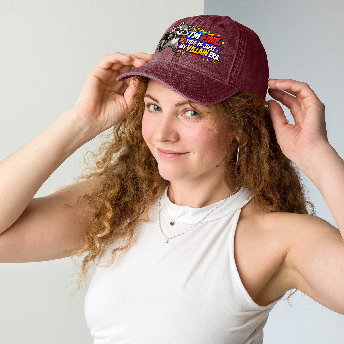Sarcastic Humor Lovers | Vintage Cap — I'M FINE. THIS IS JUST MY VILLAIN ERA. by printfluence