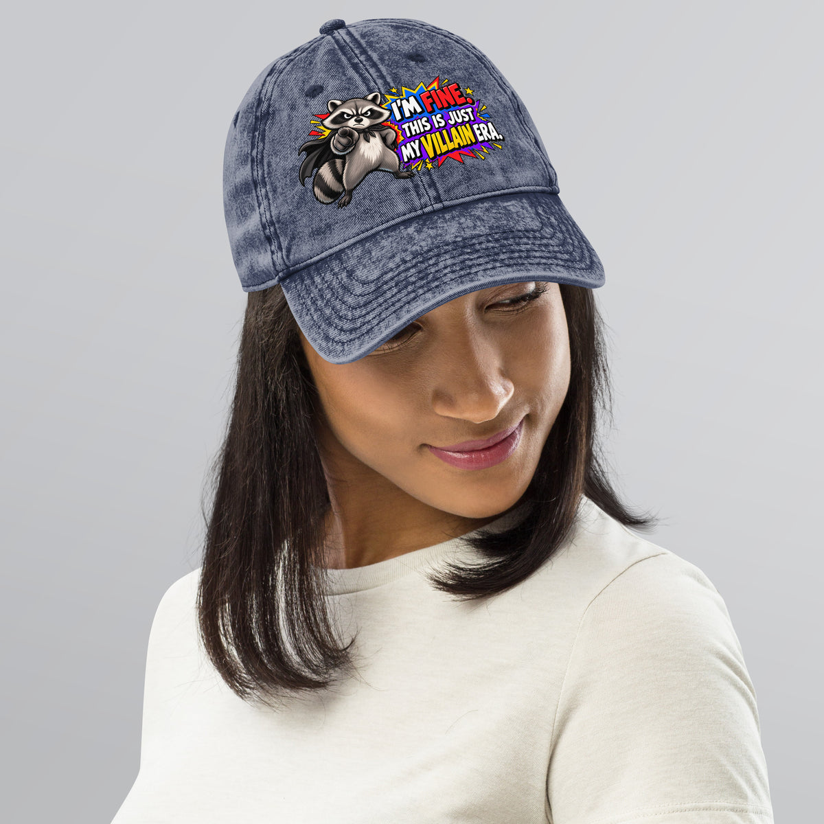 Sarcastic Humor Lovers | Vintage Cap — I'M FINE. THIS IS JUST MY VILLAIN ERA. by printfluence