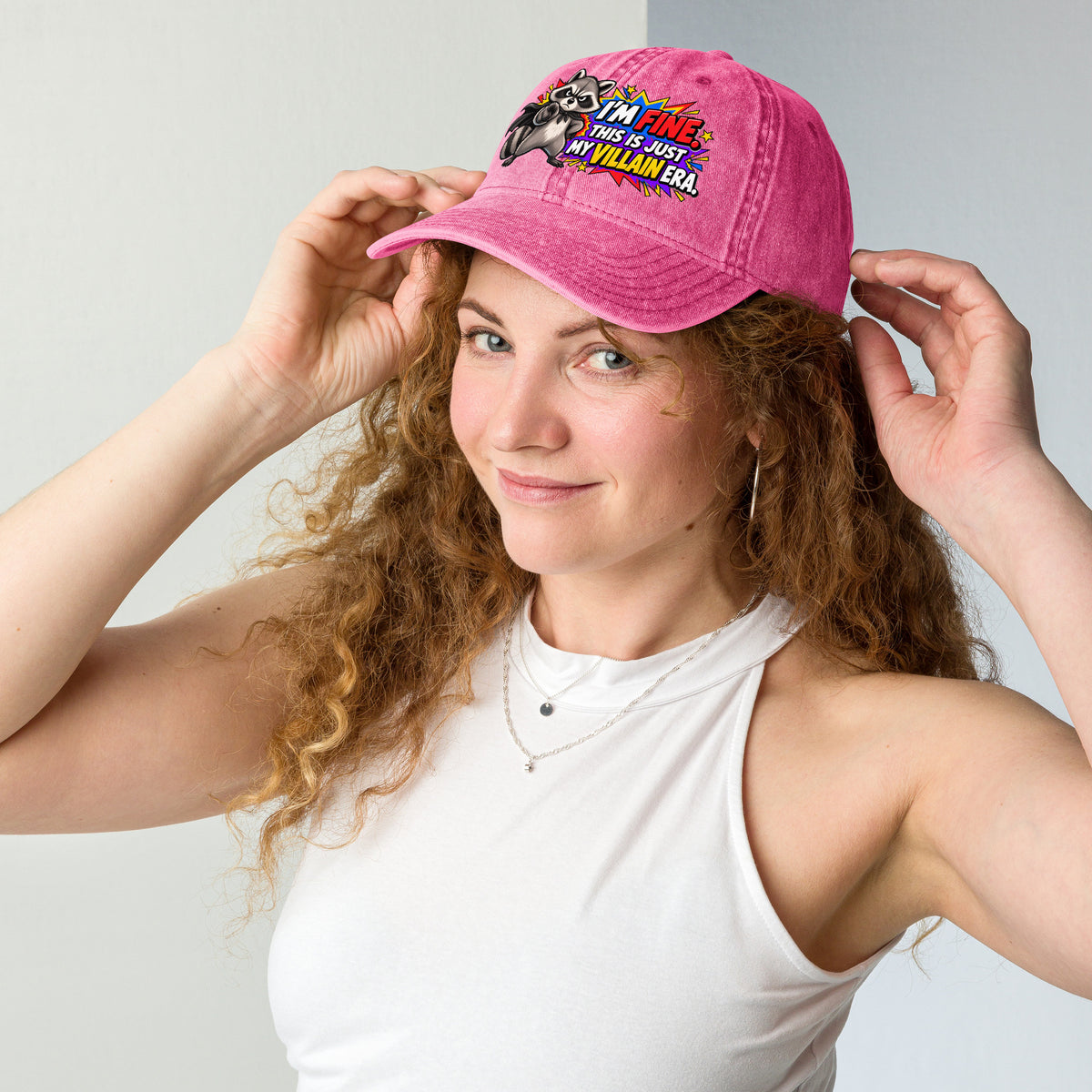Sarcastic Humor Lovers | Vintage Cap — I'M FINE. THIS IS JUST MY VILLAIN ERA. by printfluence