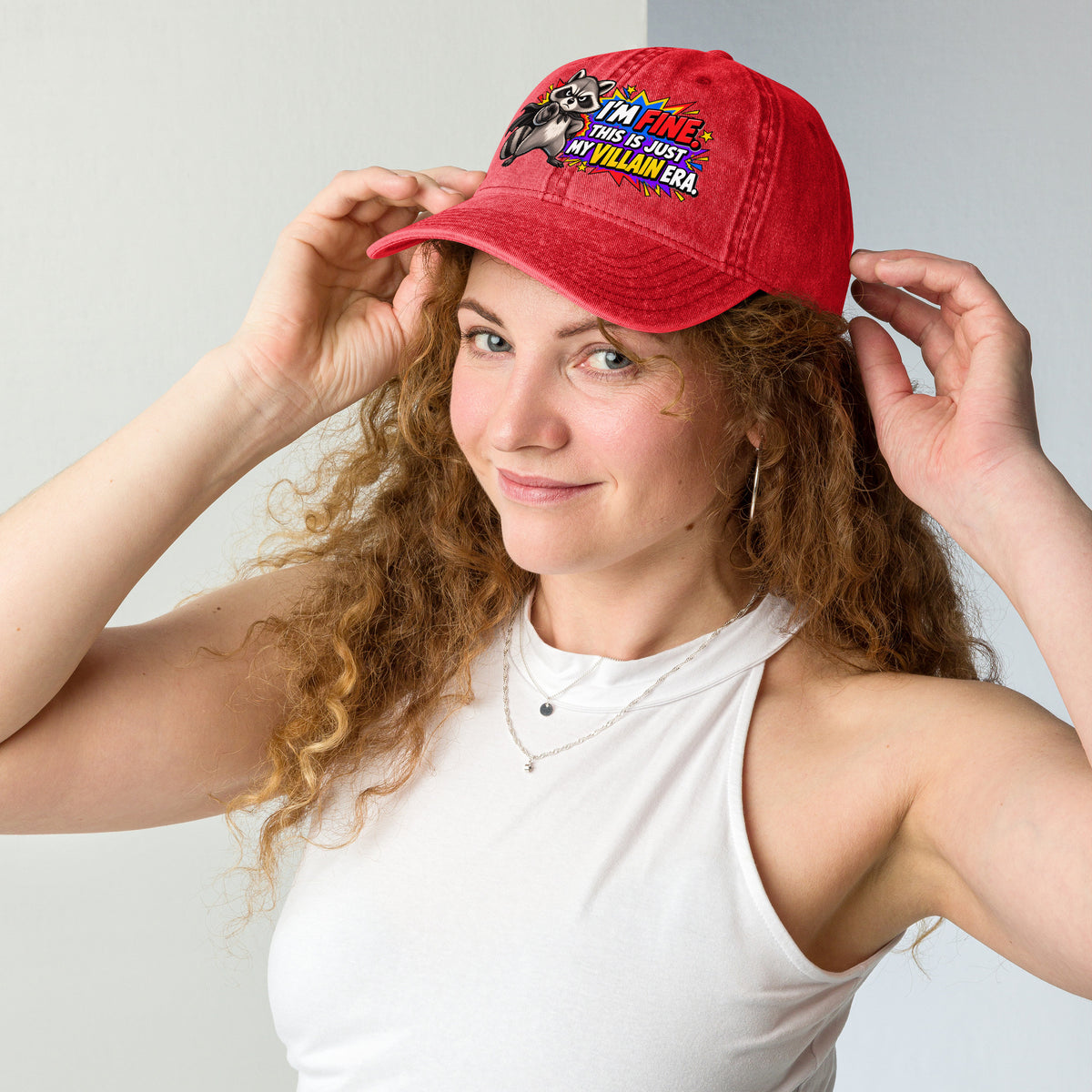 Sarcastic Humor Lovers | Vintage Cap — I'M FINE. THIS IS JUST MY VILLAIN ERA. by printfluence