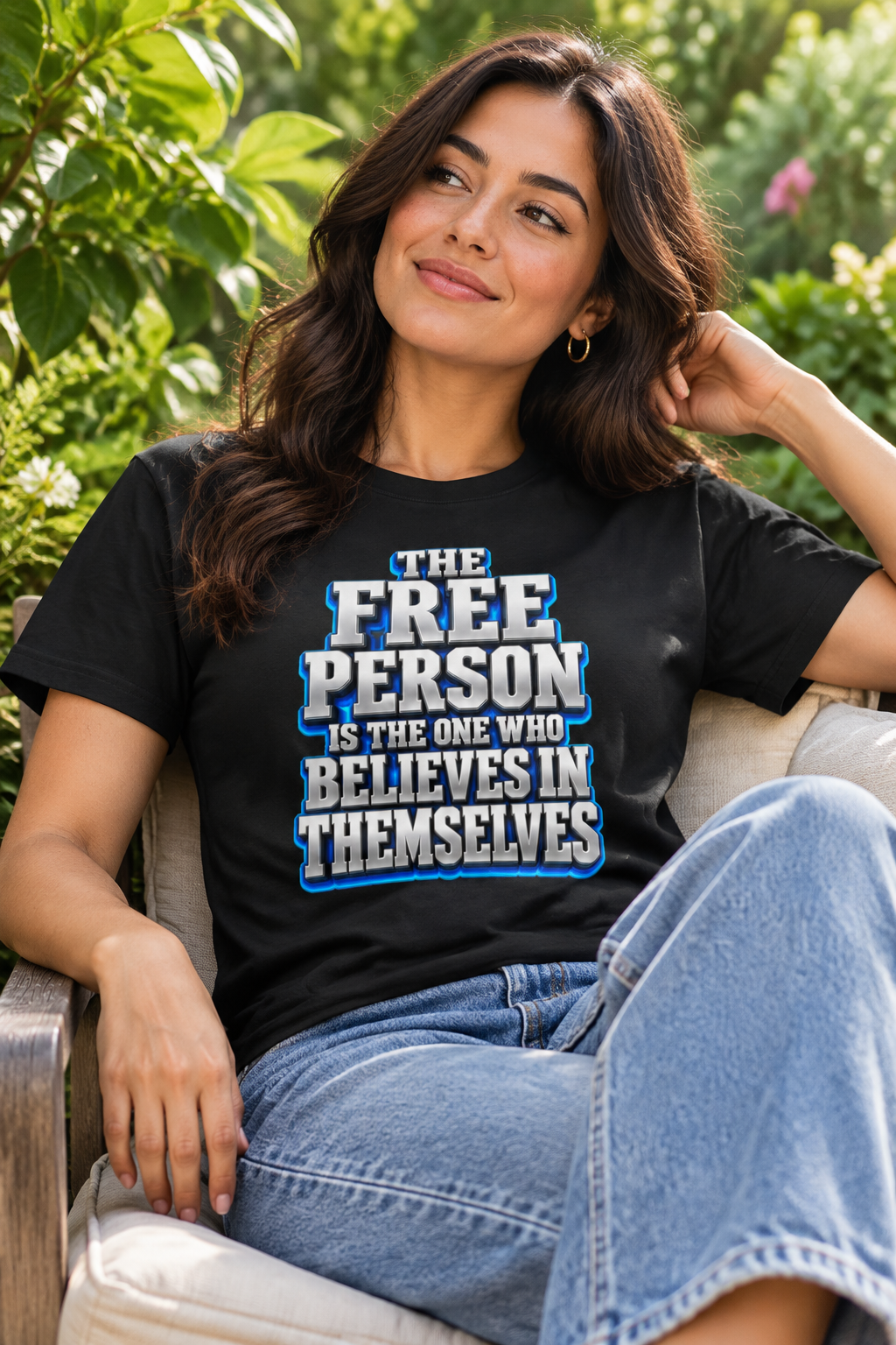 Inspirational Quotes Lovers | Unisex Active T-Shirt — THE FREE PERSON IS THE ONE WHO BELIEVES IN THEMSELVES by printfluence
