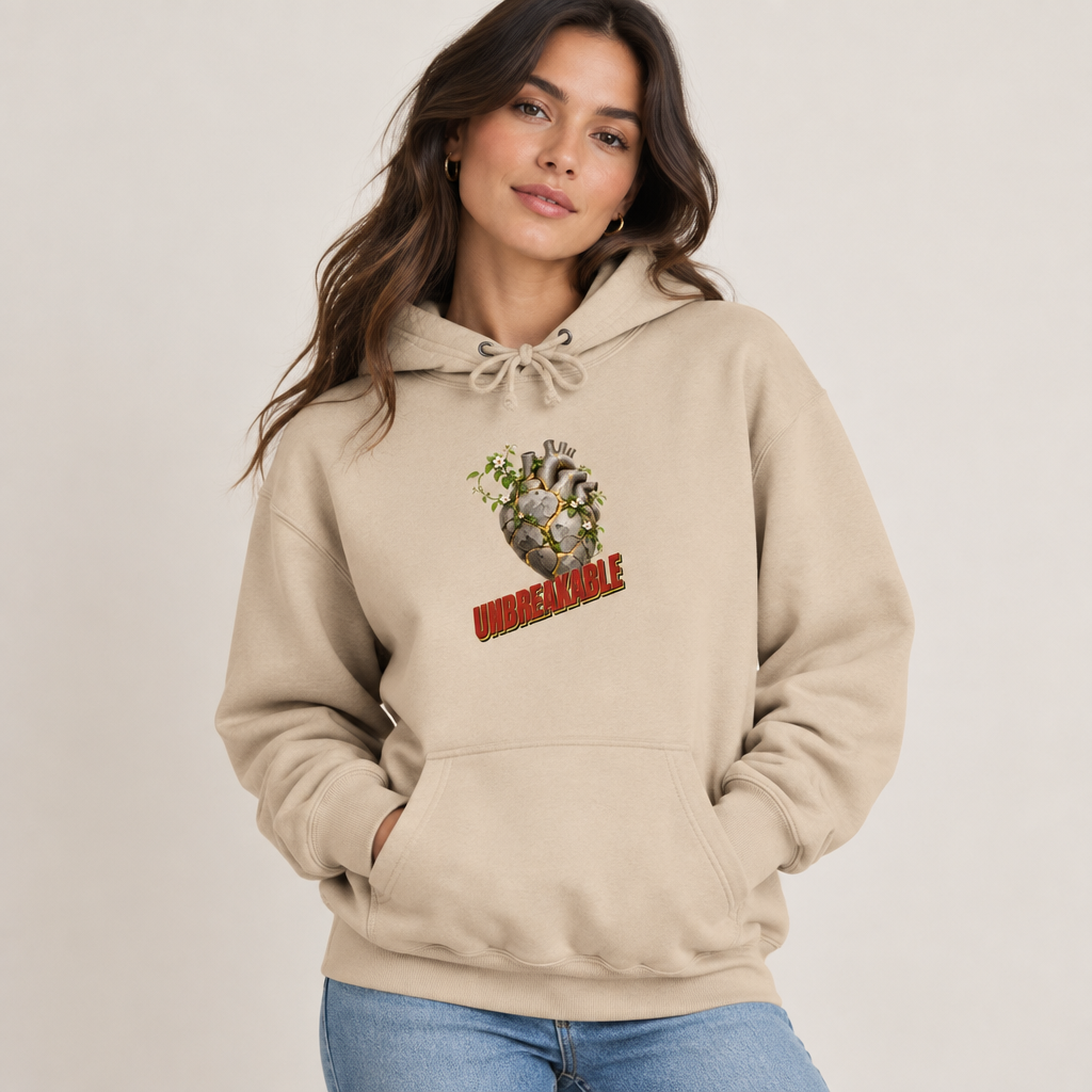 Inspirational Quotes Lovers | Unisex Heavyweight Pullover Hoodie — UNBREAKABLE by printfluence