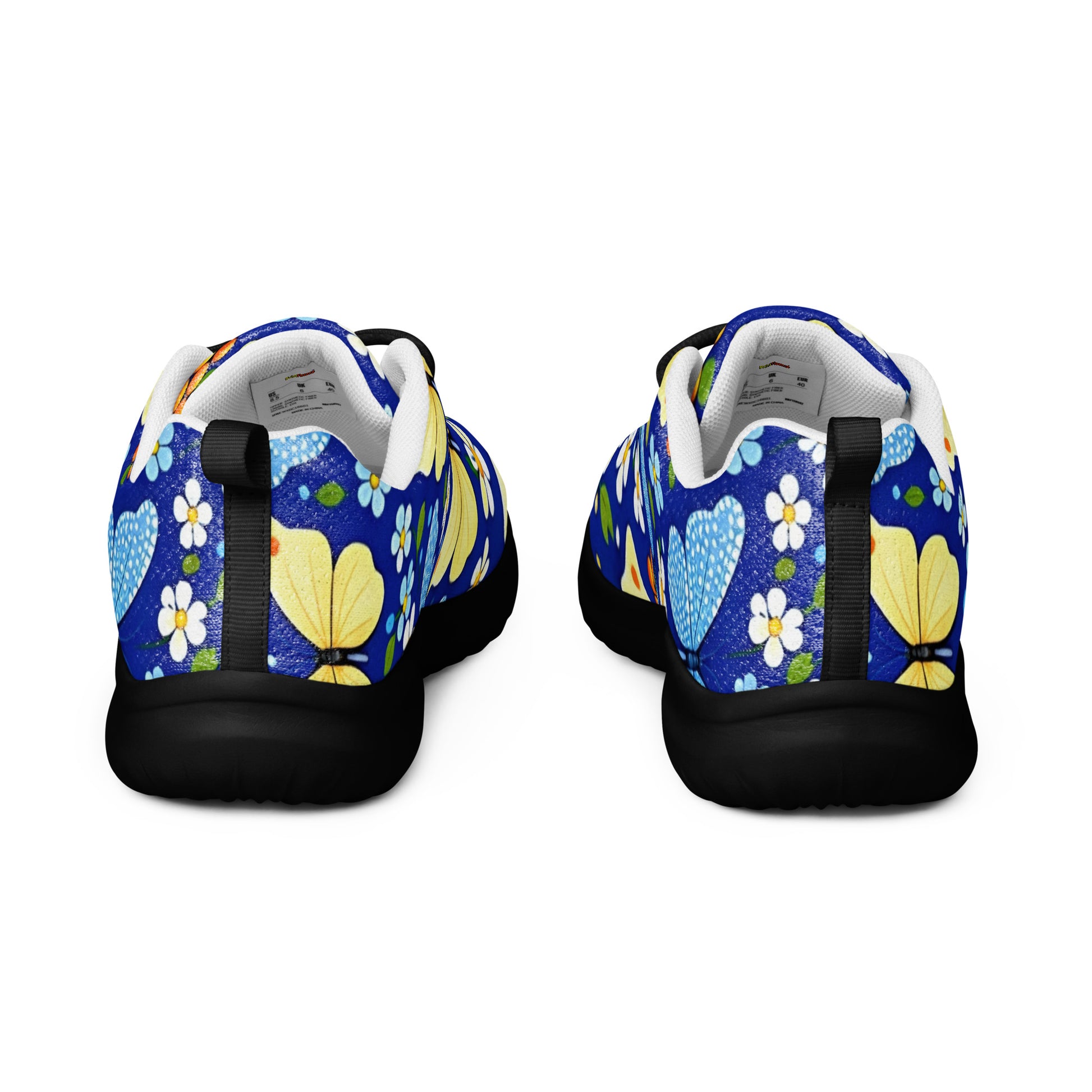 Women’s athletic shoes - Butterfly Bloom Athletic Shoes – Blue Yellow Floral Women's Sneakers by printfluence.net