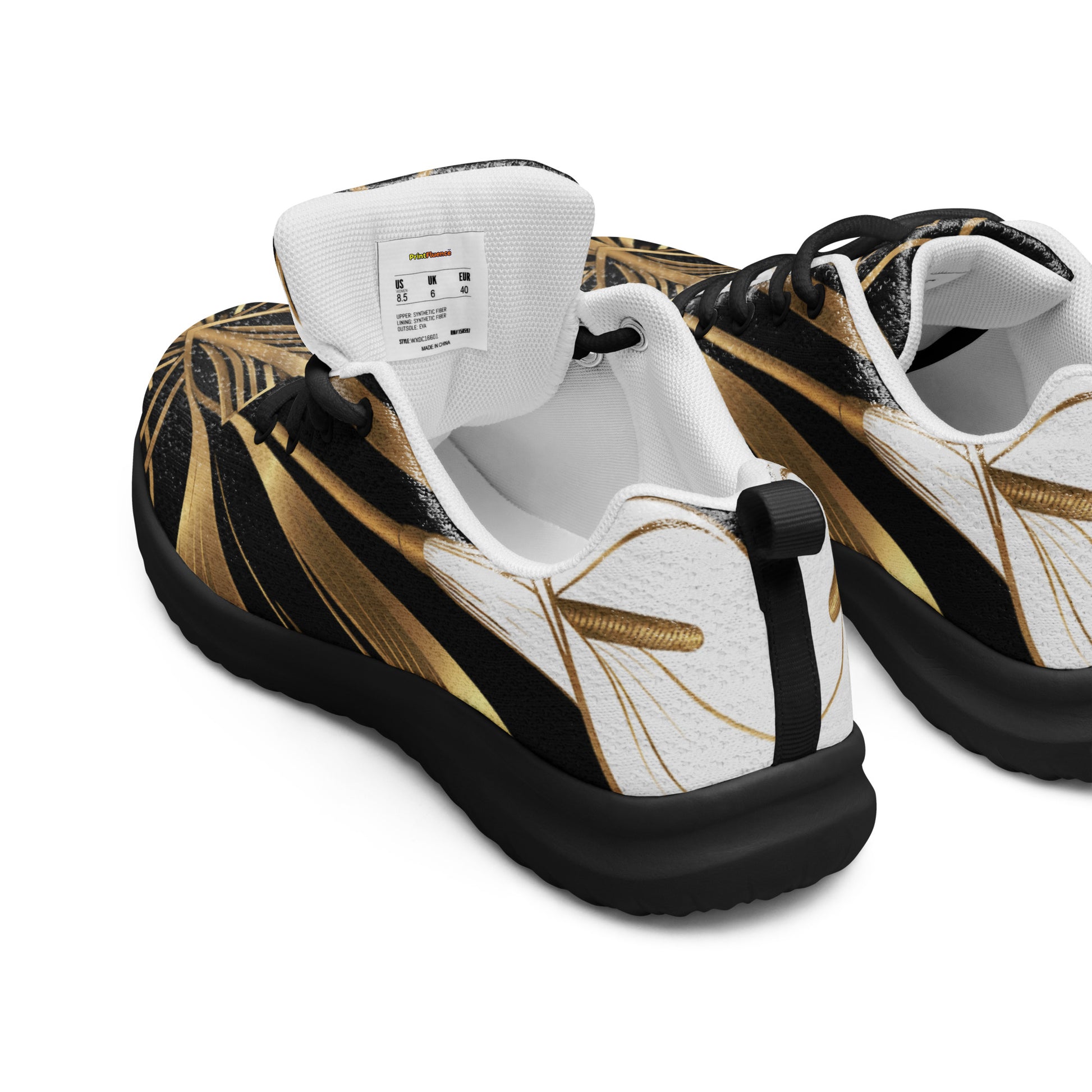 Women’s athletic shoes - Golden Apex Athletic Shoes – Women's Luxe Line Converging Sneakers by printfluence.net