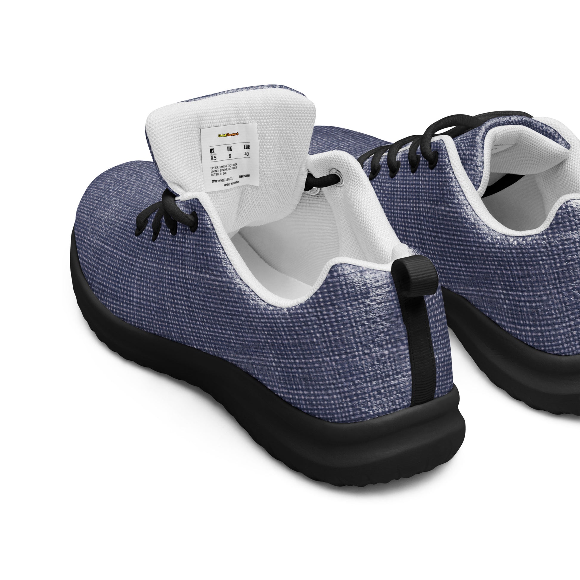 Women’s athletic shoes - Indigo Comfort: Women’s Athletic Shoes - Premium Blue Knit Texture by printfluence.net