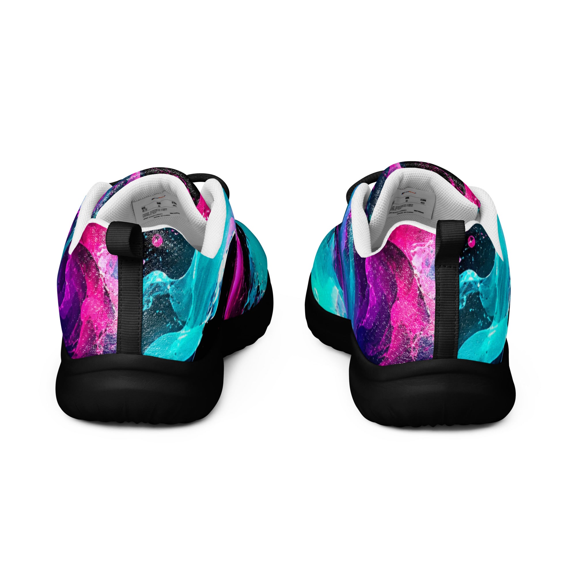 Women’s athletic shoes - Elite Neon Fluid Splashes - Premium Luxury Electric Cosmic Waves Design by printfluence.net