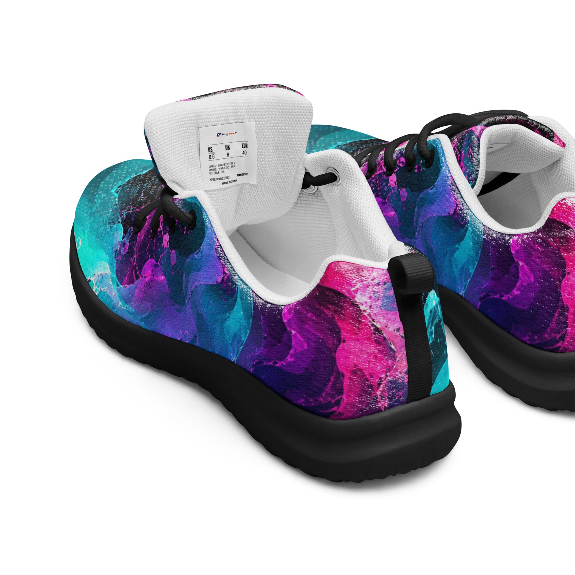 Women’s athletic shoes - Elite Neon Fluid Splashes - Premium Luxury Electric Cosmic Waves Design by printfluence.net