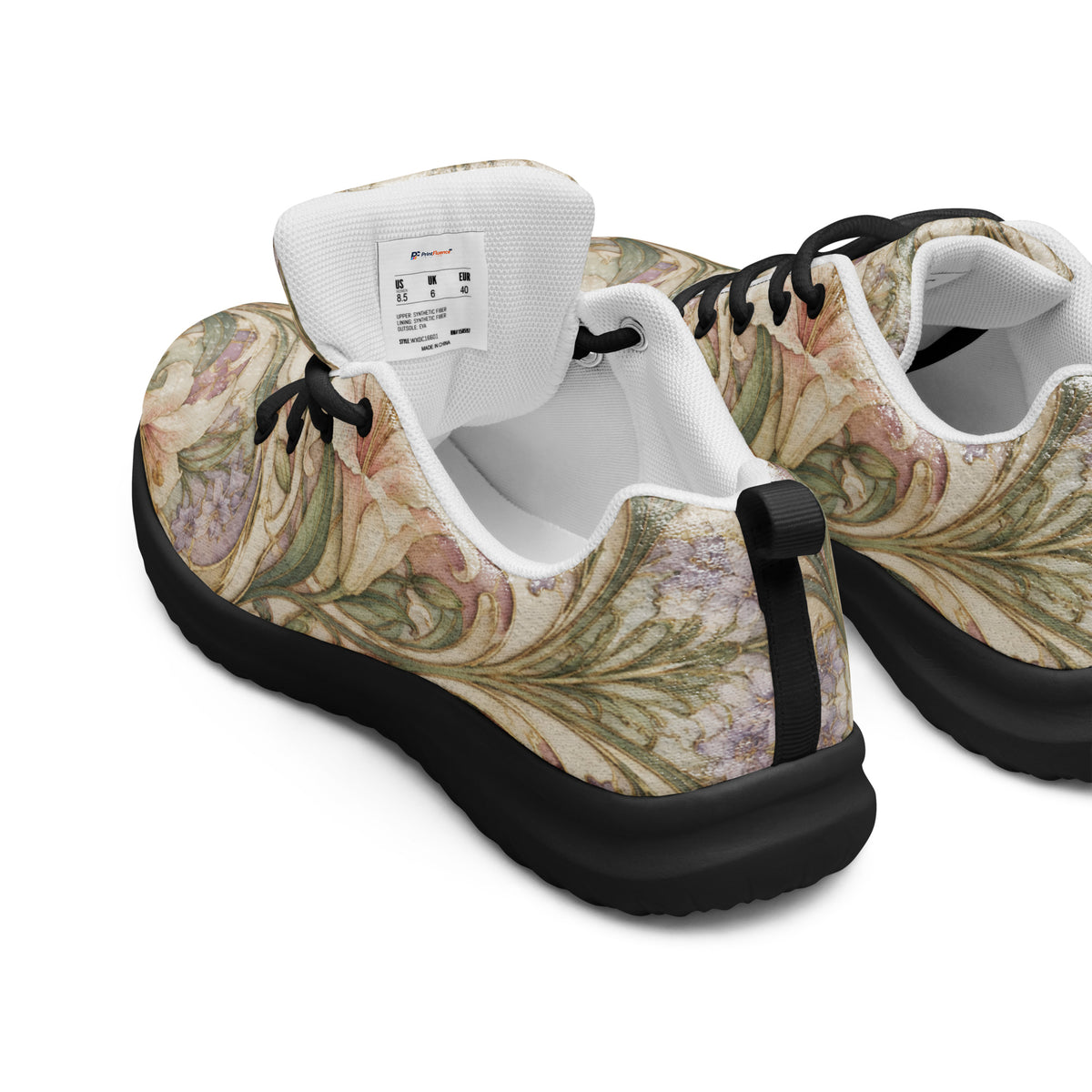 Heritage Bloom Lovers | Women’s Athletic Shoes — Classic Art Nouveau Lily and Floral Pattern by printfluence