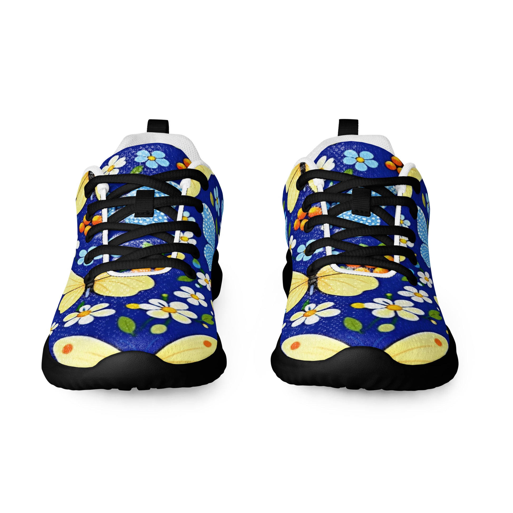 Women’s athletic shoes - Butterfly Bloom Athletic Shoes – Blue Yellow Floral Women's Sneakers by printfluence.net