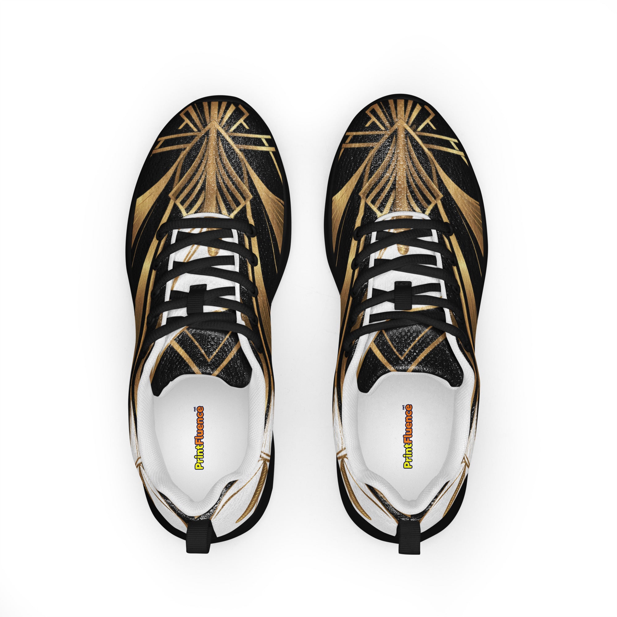 Women’s athletic shoes - Golden Apex Athletic Shoes – Women's Luxe Line Converging Sneakers by printfluence.net
