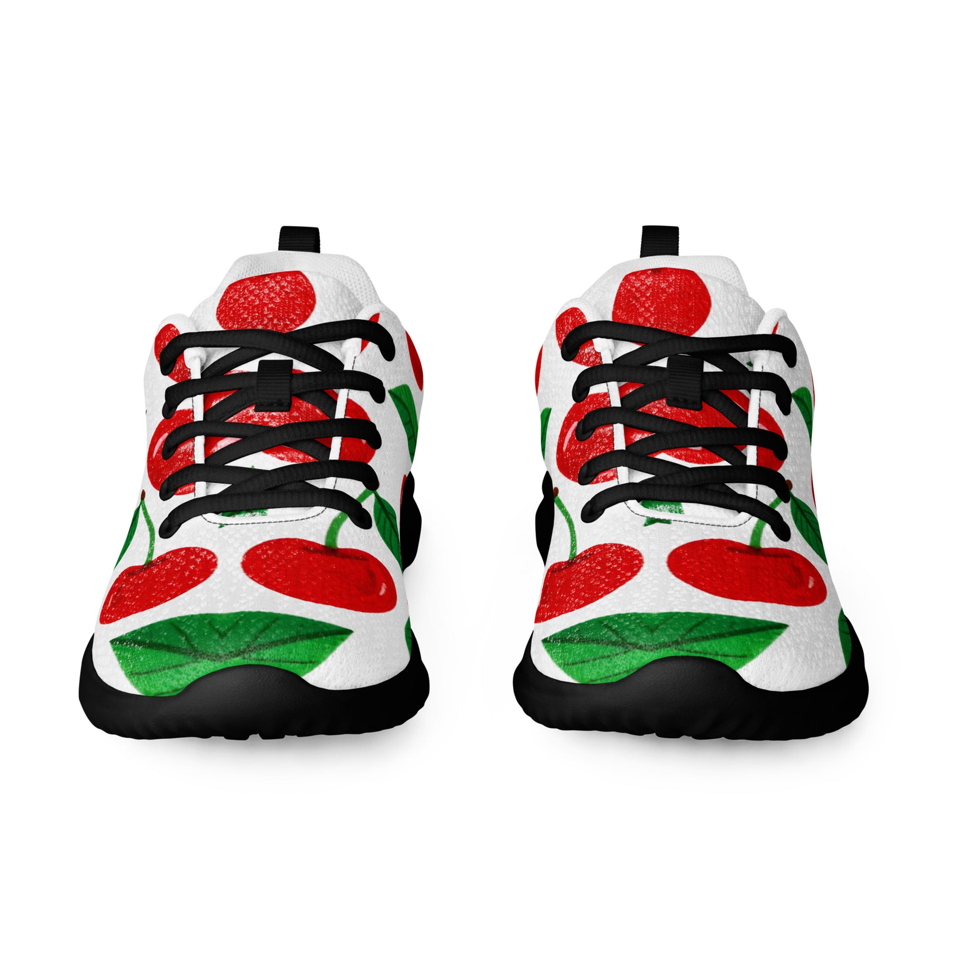 Women’s athletic shoes - Cherry Burst Athletic Shoes – Women's Red Fruit Print Sneakers by printfluence.net