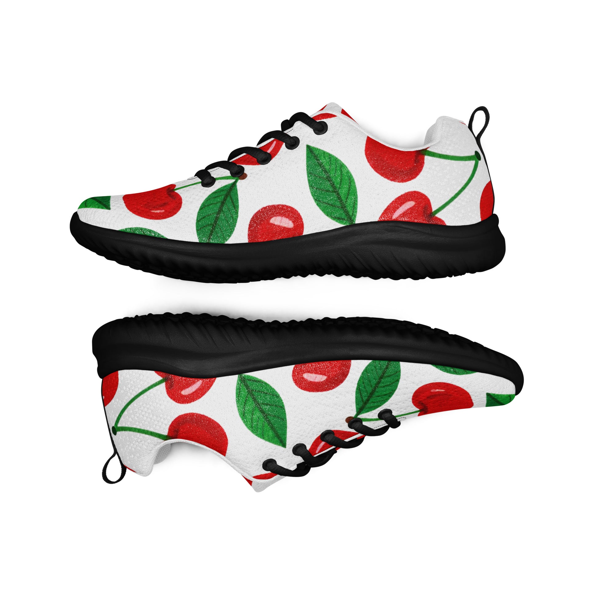 Women’s athletic shoes - Cherry Burst Athletic Shoes – Women's Red Fruit Print Sneakers by printfluence.net