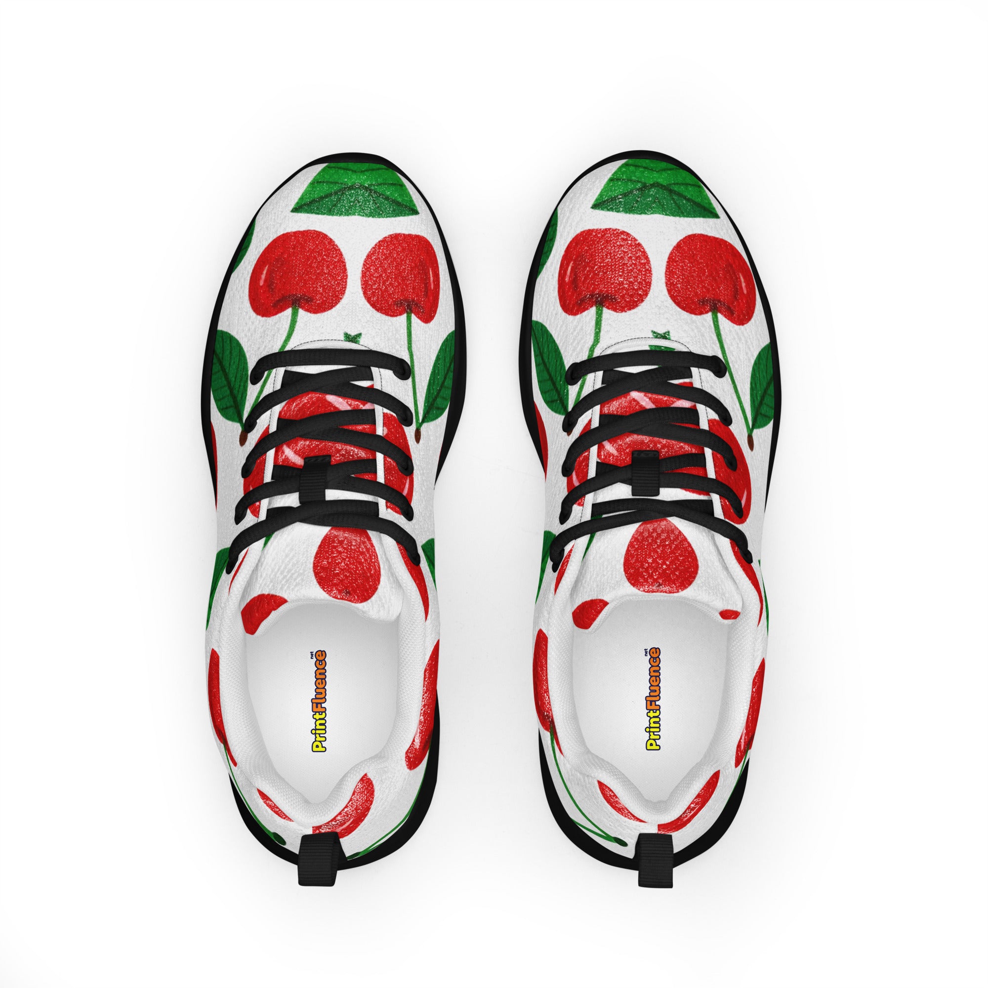 Women’s athletic shoes - Cherry Burst Athletic Shoes – Women's Red Fruit Print Sneakers by printfluence.net