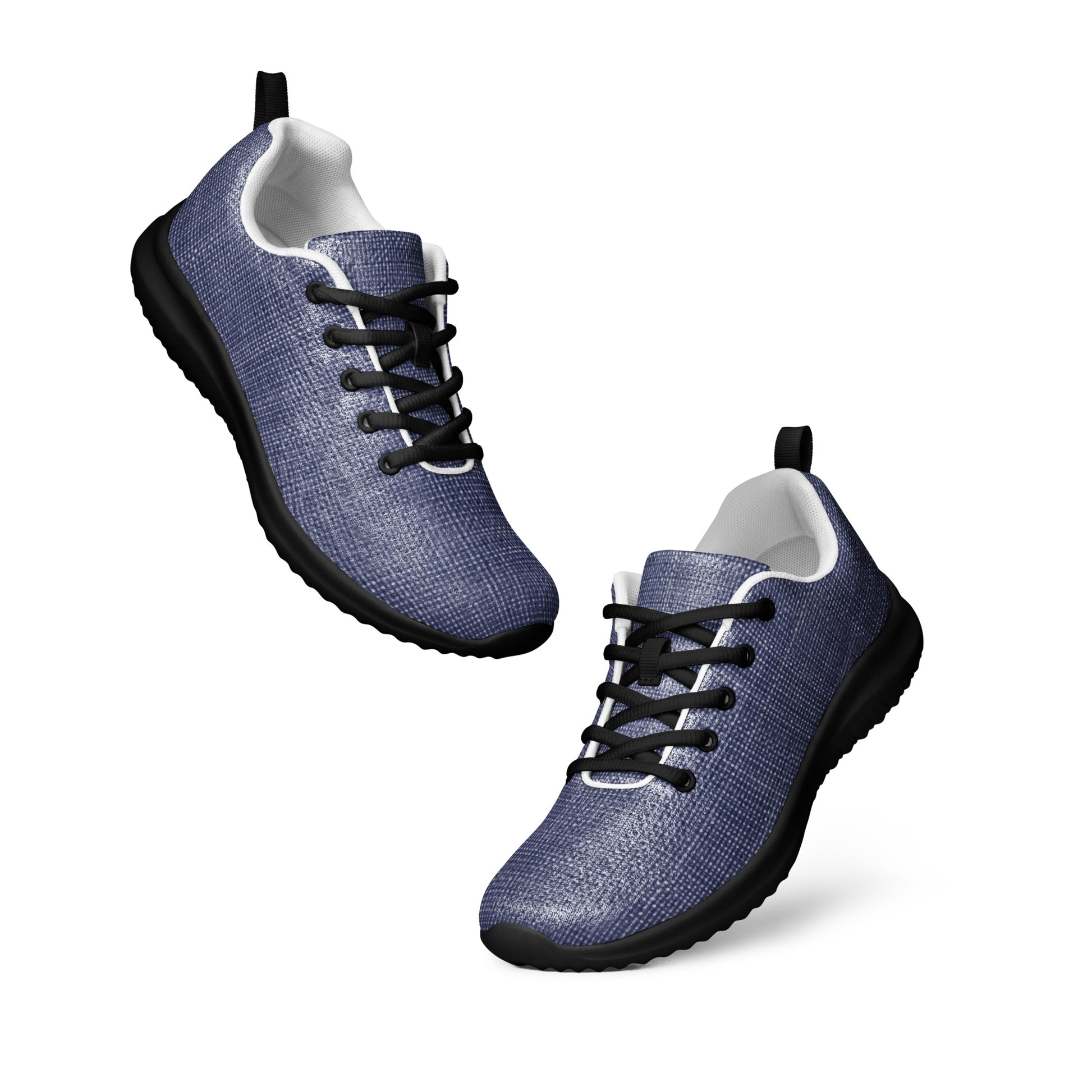 Women’s athletic shoes - Indigo Comfort: Women’s Athletic Shoes - Premium Blue Knit Texture by printfluence.net