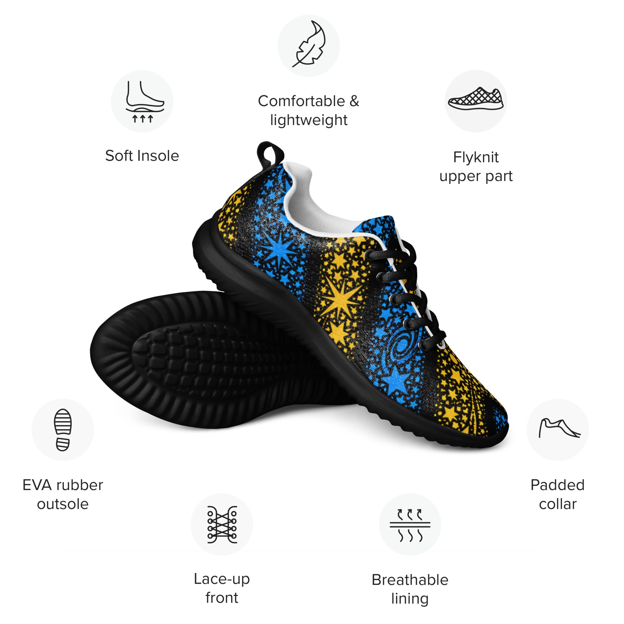 Women’s athletic shoes - Stellar Path: Women’s Athletic Shoes - Galactic Star Chevron Design by printfluence.net