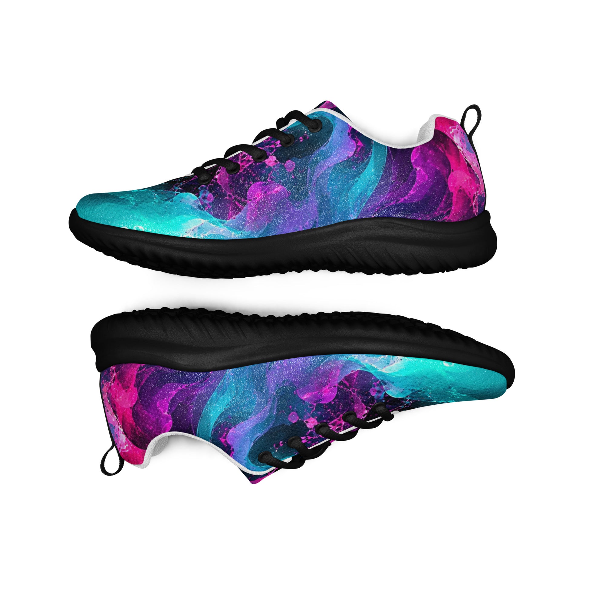 Women’s athletic shoes - Elite Neon Fluid Splashes - Premium Luxury Electric Cosmic Waves Design by printfluence.net