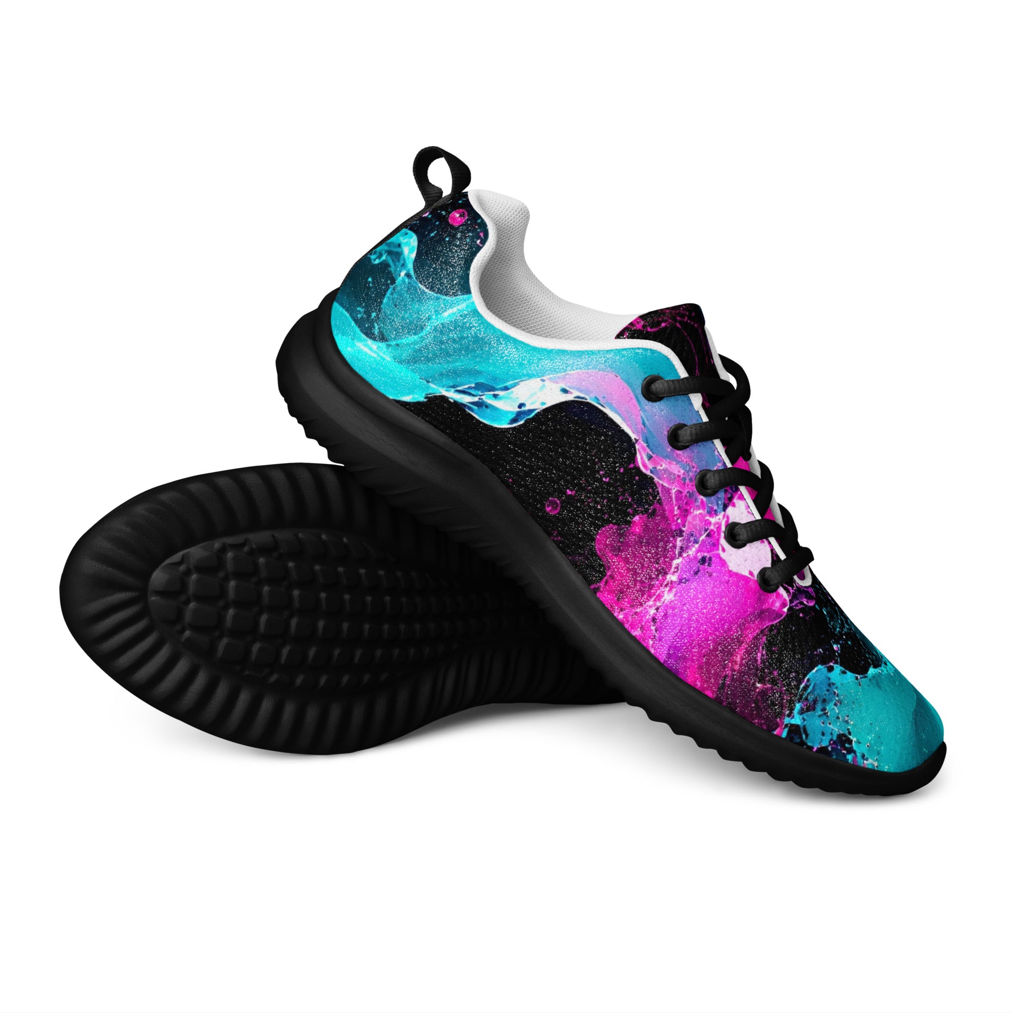 Women’s athletic shoes - Elite Neon Fluid Splashes - Premium Luxury Electric Cosmic Waves Design by printfluence.net