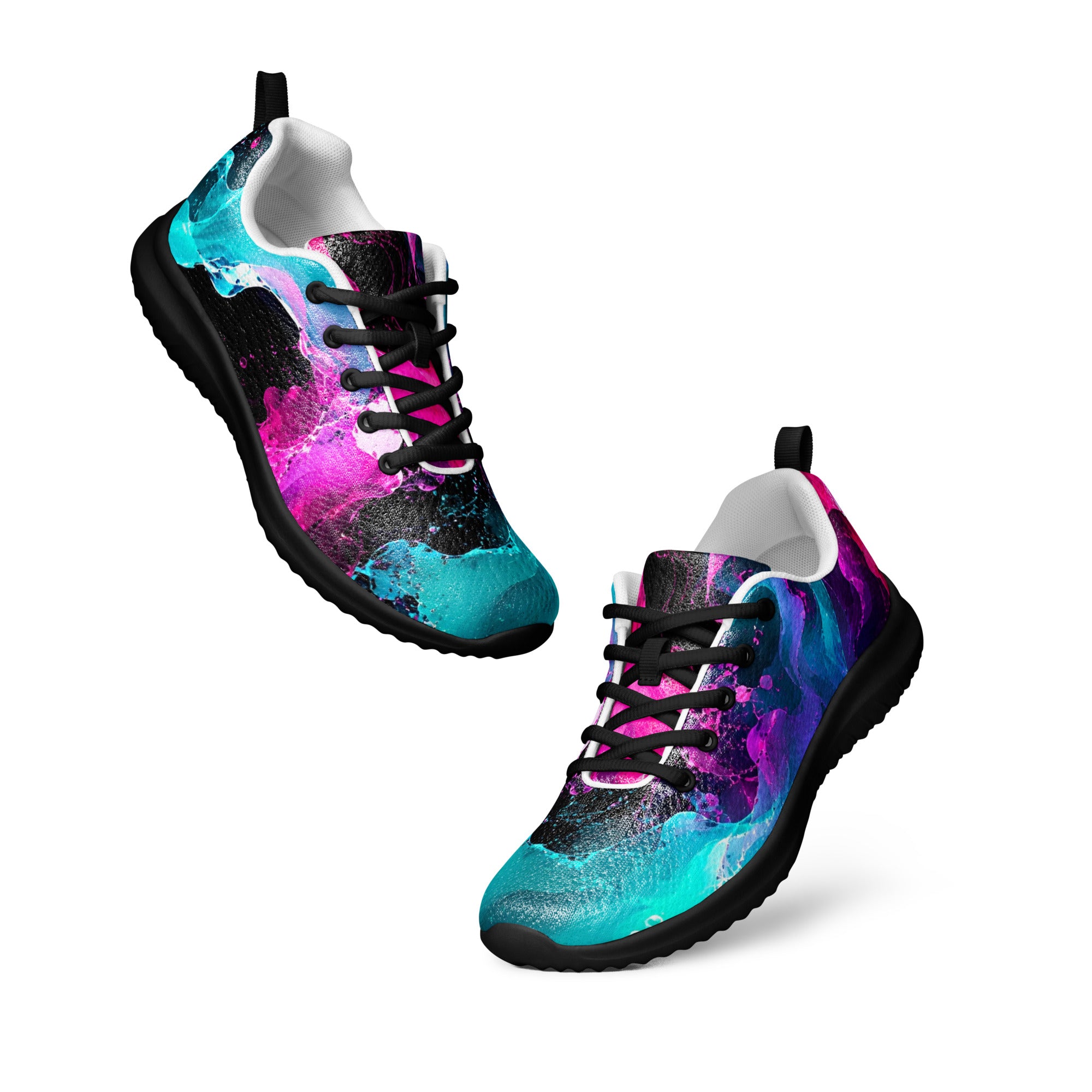 Women’s athletic shoes - Elite Neon Fluid Splashes - Premium Luxury Electric Cosmic Waves Design by printfluence.net