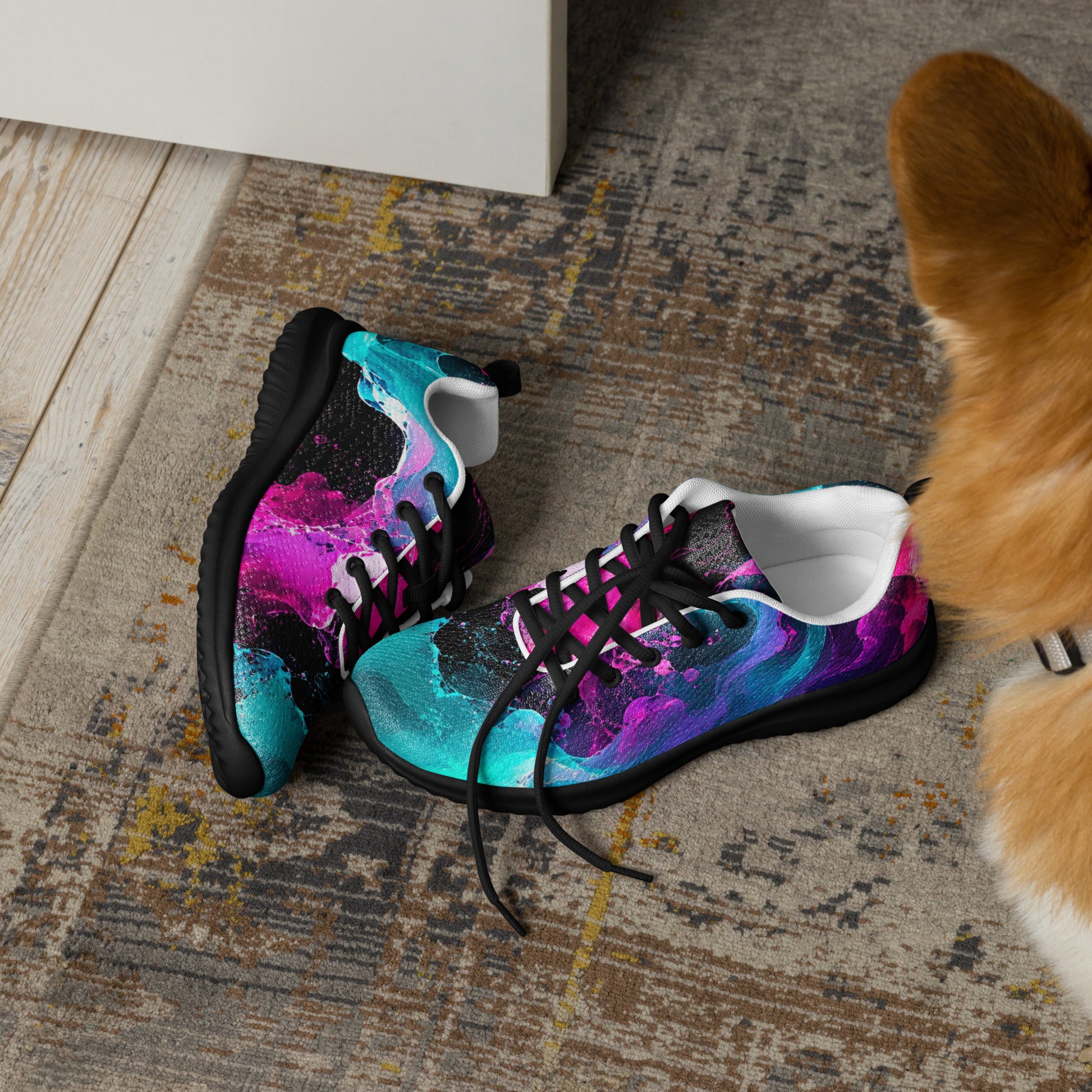Women’s athletic shoes - Elite Neon Fluid Splashes - Premium Luxury Electric Cosmic Waves Design by printfluence.net