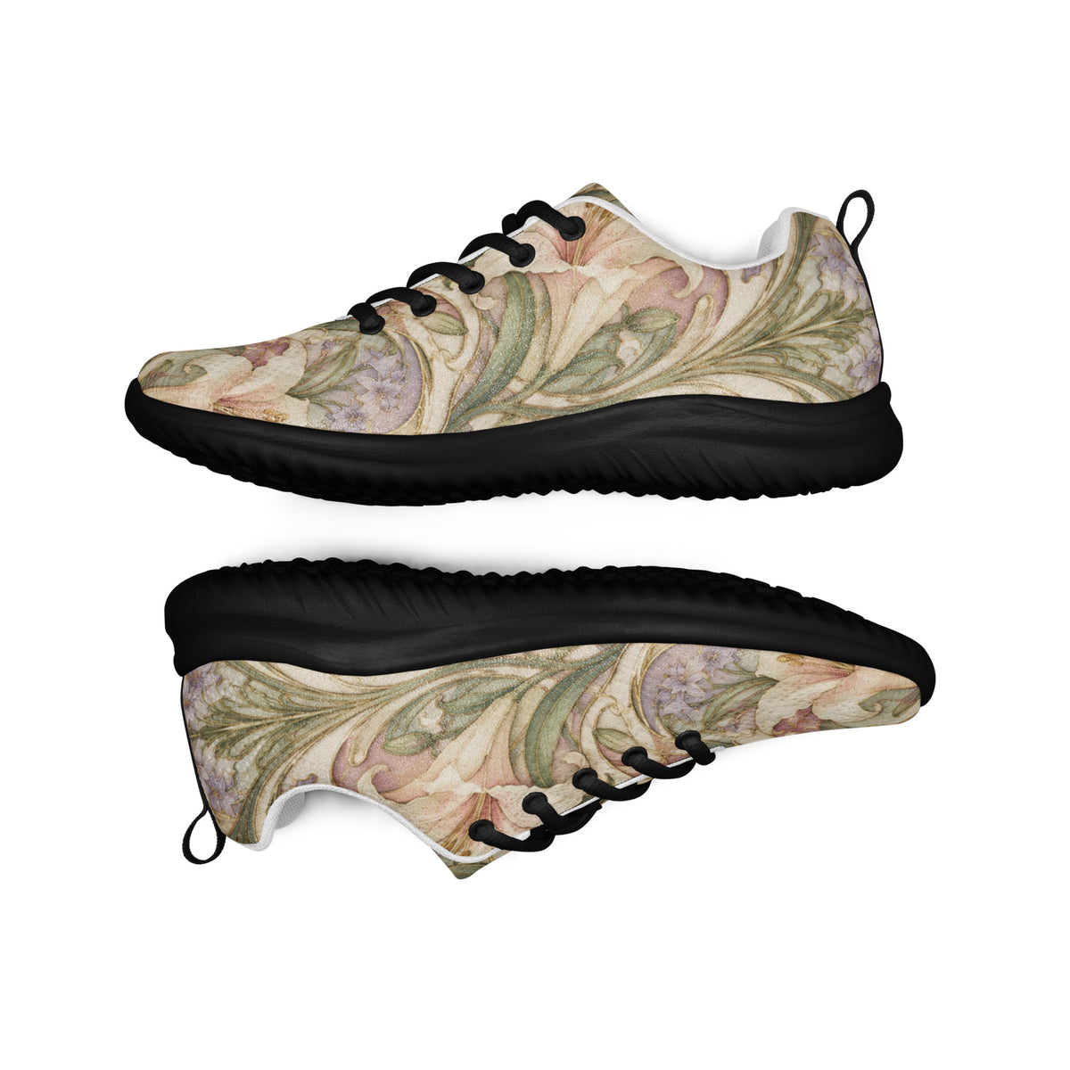 Heritage Bloom Lovers | Women’s Athletic Shoes — Classic Art Nouveau Lily and Floral Pattern by printfluence