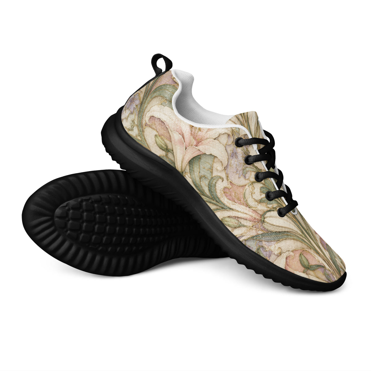 Heritage Bloom Lovers | Women’s Athletic Shoes — Classic Art Nouveau Lily and Floral Pattern by printfluence
