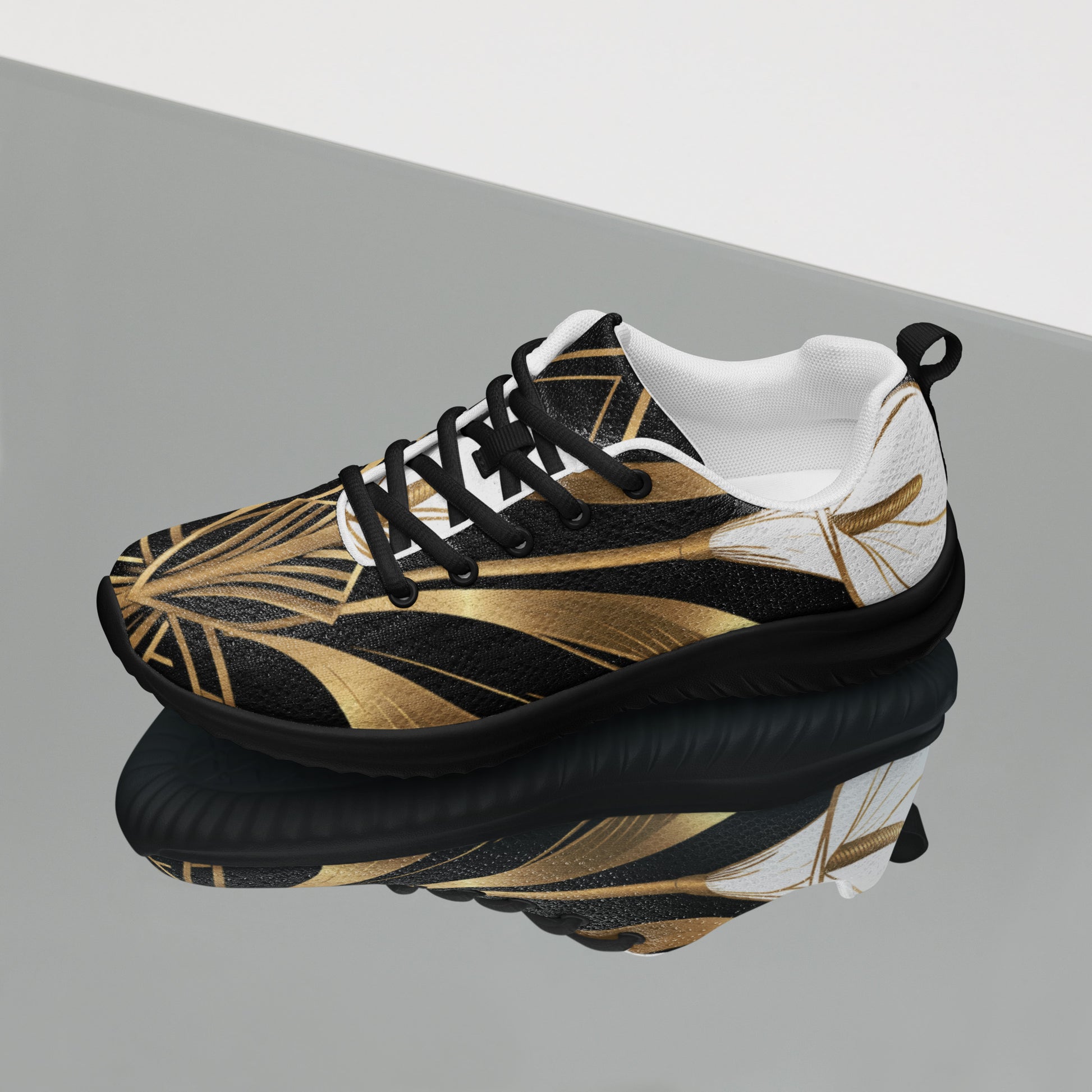 Women’s athletic shoes - Golden Apex Athletic Shoes – Women's Luxe Line Converging Sneakers by printfluence.net