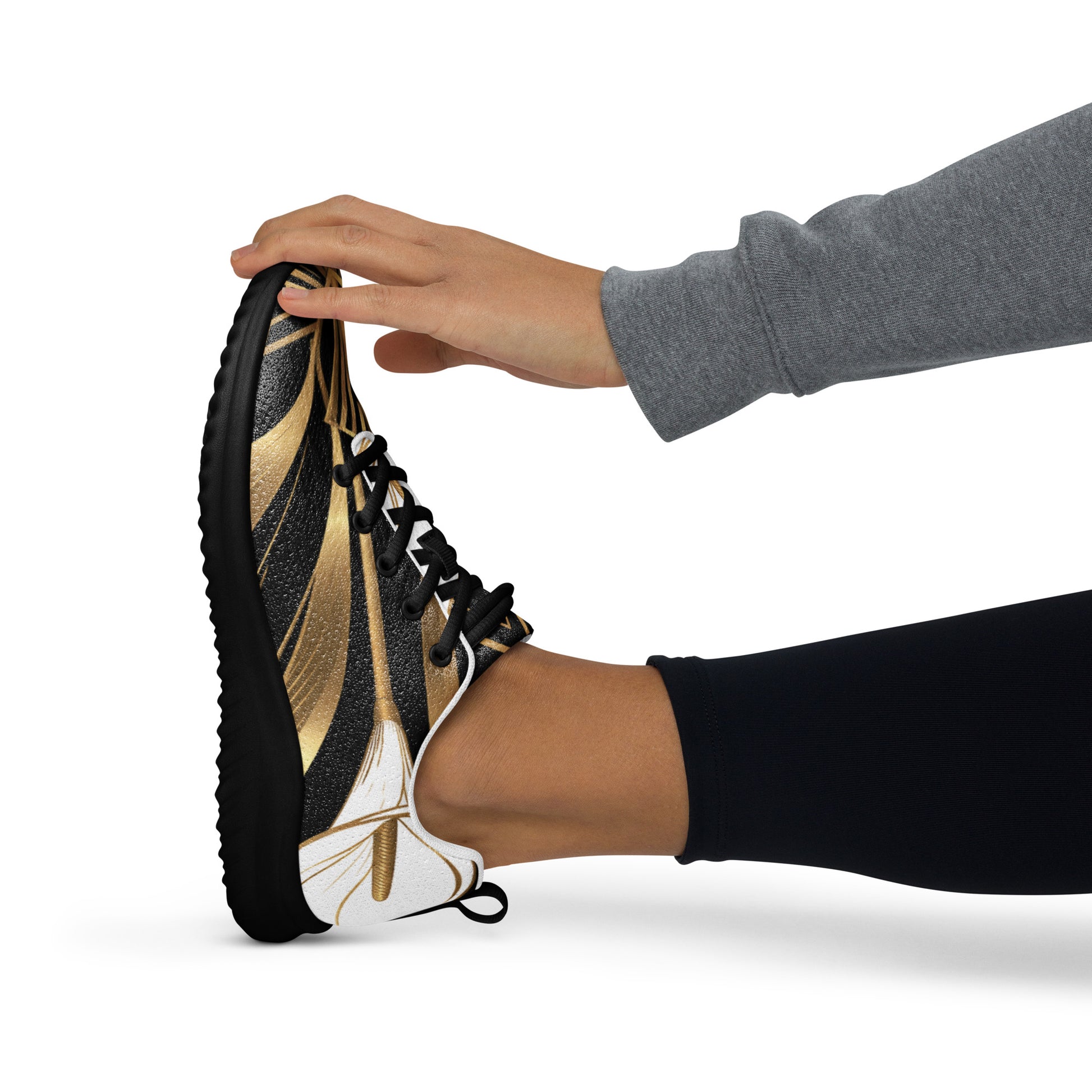 Women’s athletic shoes - Golden Apex Athletic Shoes – Women's Luxe Line Converging Sneakers by printfluence.net