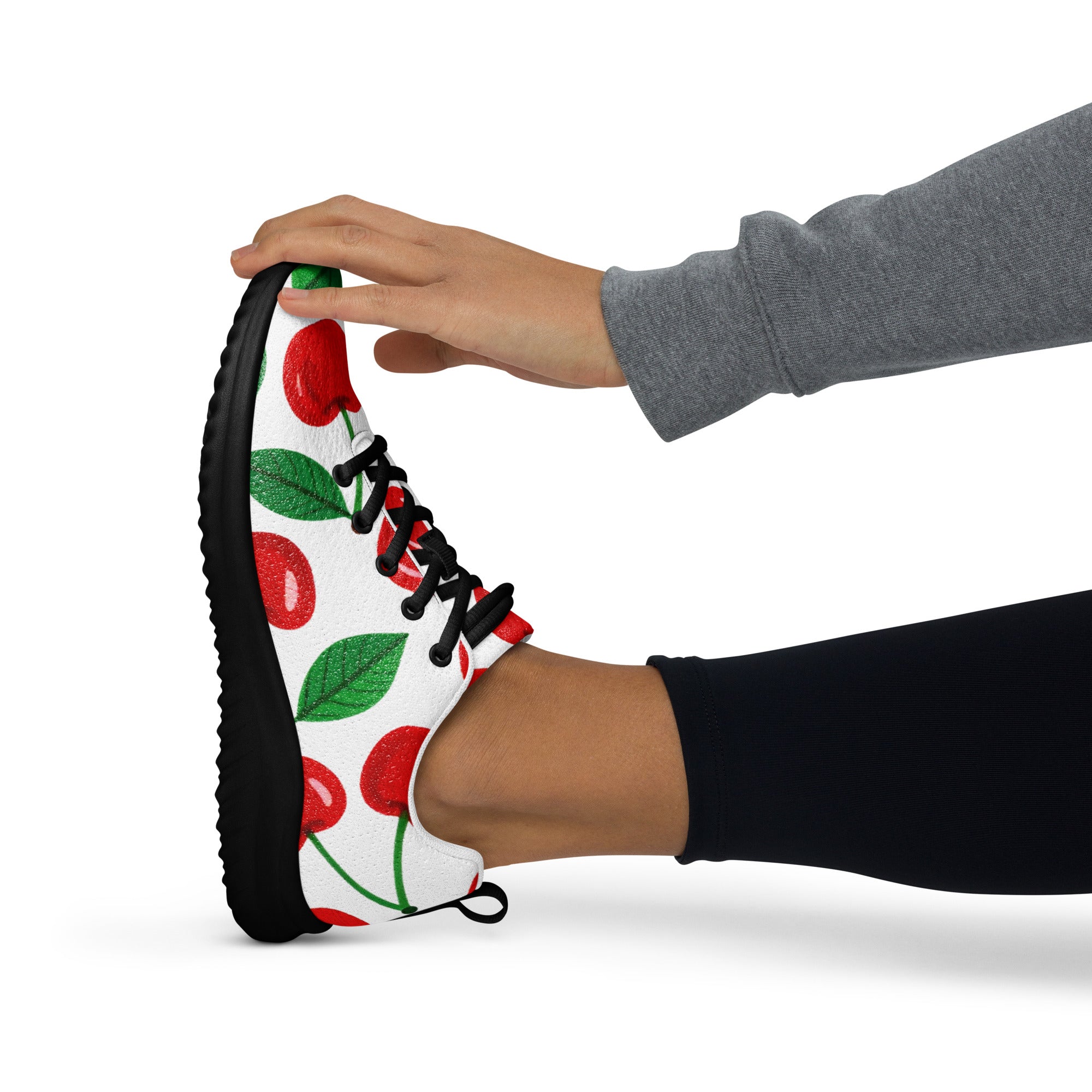 Women’s athletic shoes - Cherry Burst Athletic Shoes – Women's Red Fruit Print Sneakers by printfluence.net