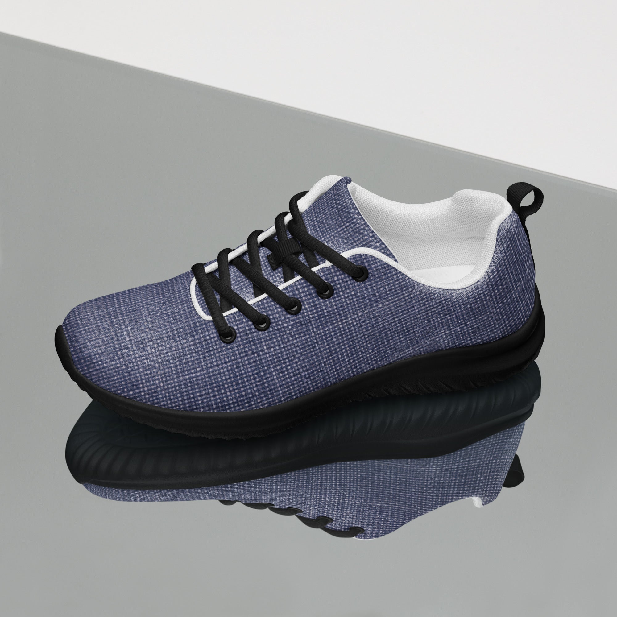 Women’s athletic shoes - Indigo Comfort: Women’s Athletic Shoes - Premium Blue Knit Texture by printfluence.net