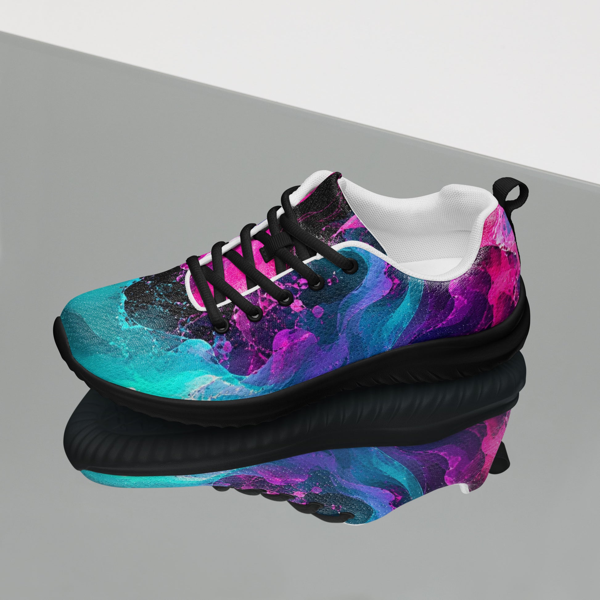 Women’s athletic shoes - Elite Neon Fluid Splashes - Premium Luxury Electric Cosmic Waves Design by printfluence.net