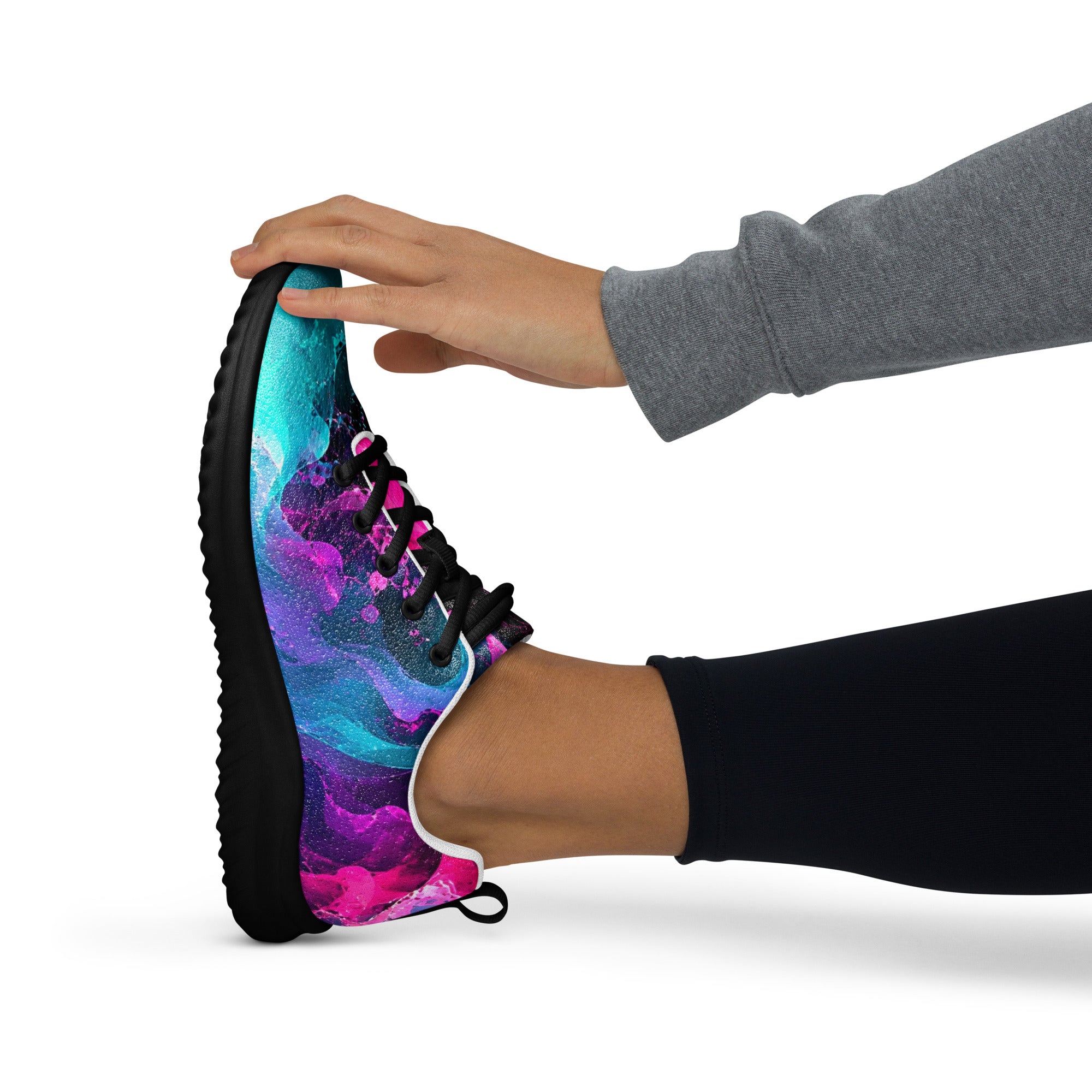 Women’s athletic shoes - Elite Neon Fluid Splashes - Premium Luxury Electric Cosmic Waves Design by printfluence.net