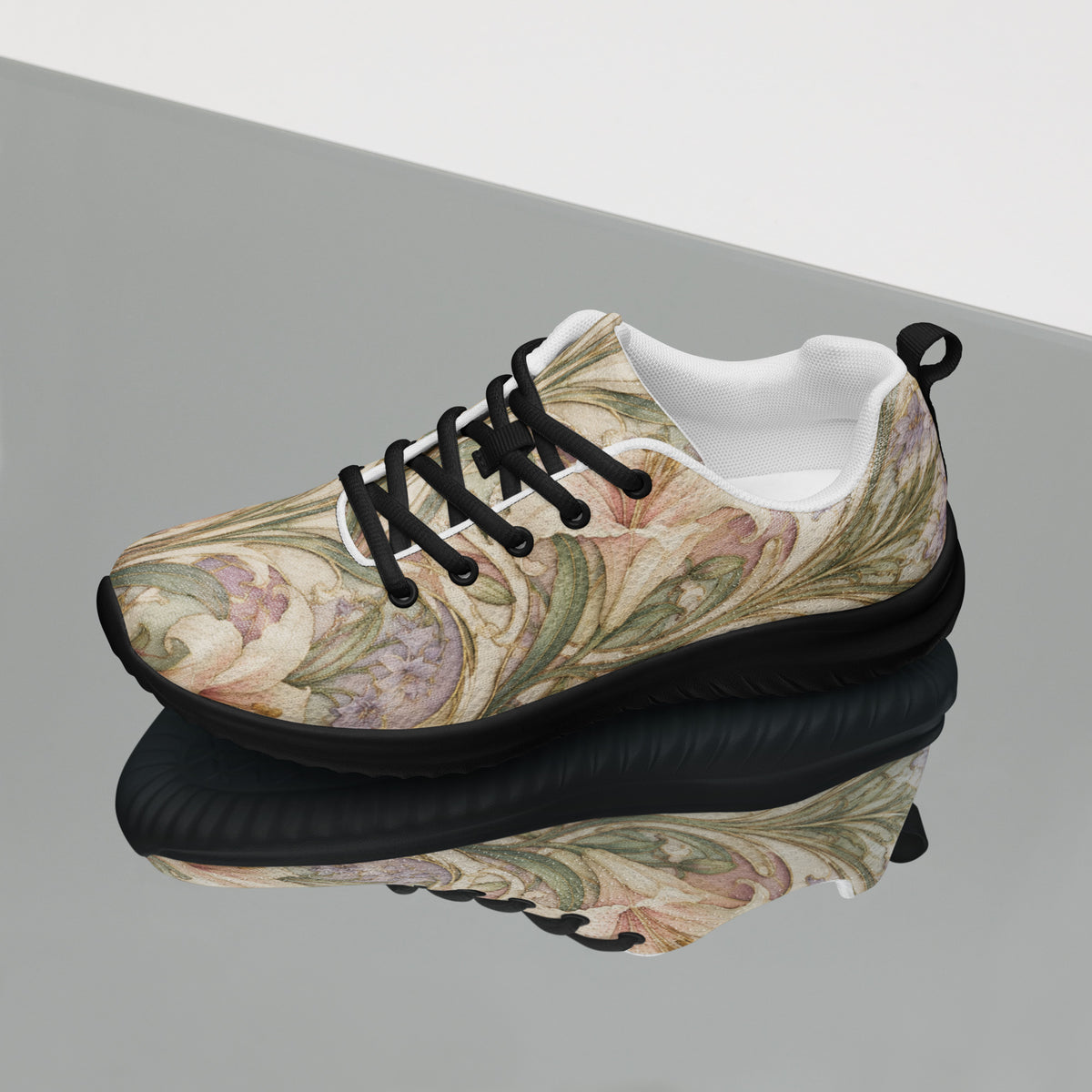 Heritage Bloom Lovers | Women’s Athletic Shoes — Classic Art Nouveau Lily and Floral Pattern by printfluence