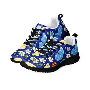 Women’s athletic shoes - Butterfly Bloom Athletic Shoes – Blue Yellow Floral Women's Sneakers by printfluence.net