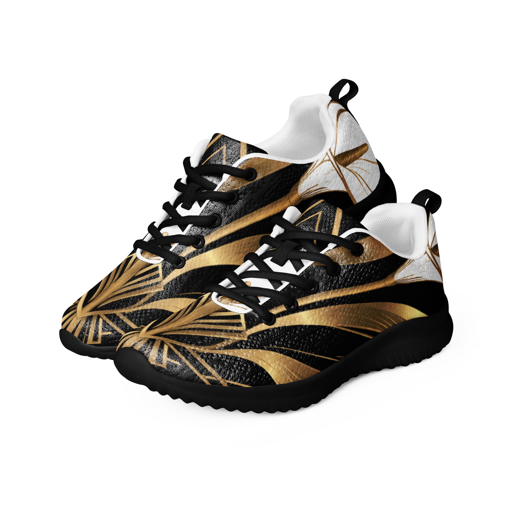 Women’s athletic shoes - Golden Apex Athletic Shoes – Women's Luxe Line Converging Sneakers by printfluence.net
