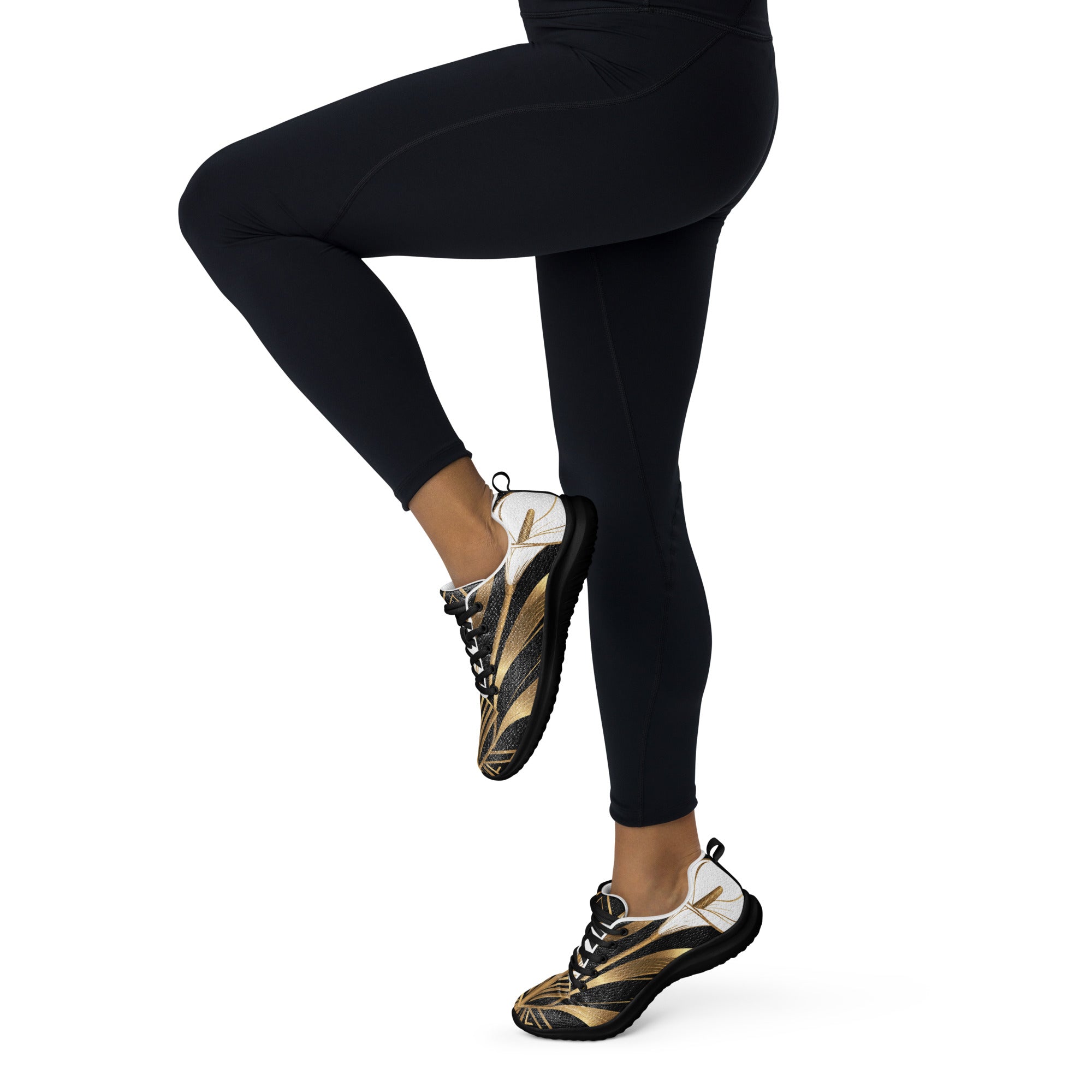 Women’s athletic shoes - Golden Apex Athletic Shoes – Women's Luxe Line Converging Sneakers by printfluence.net