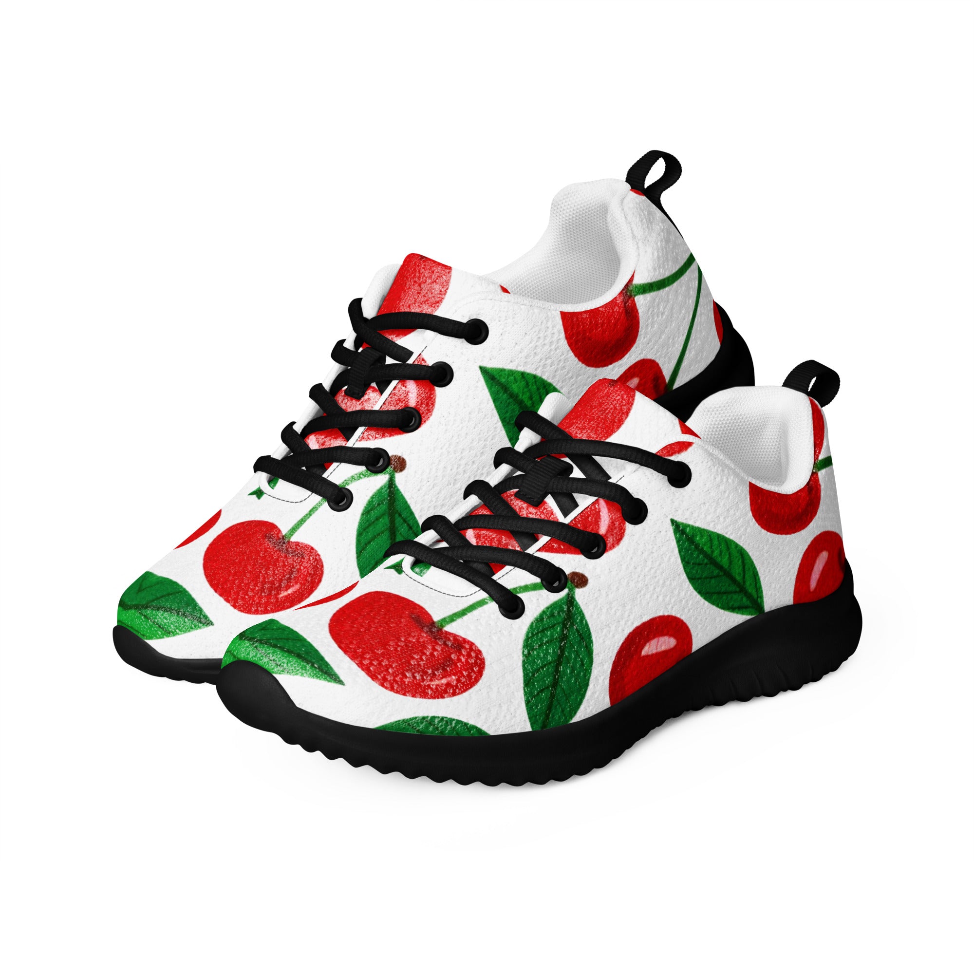 Women’s athletic shoes - Cherry Burst Athletic Shoes – Women's Red Fruit Print Sneakers by printfluence.net