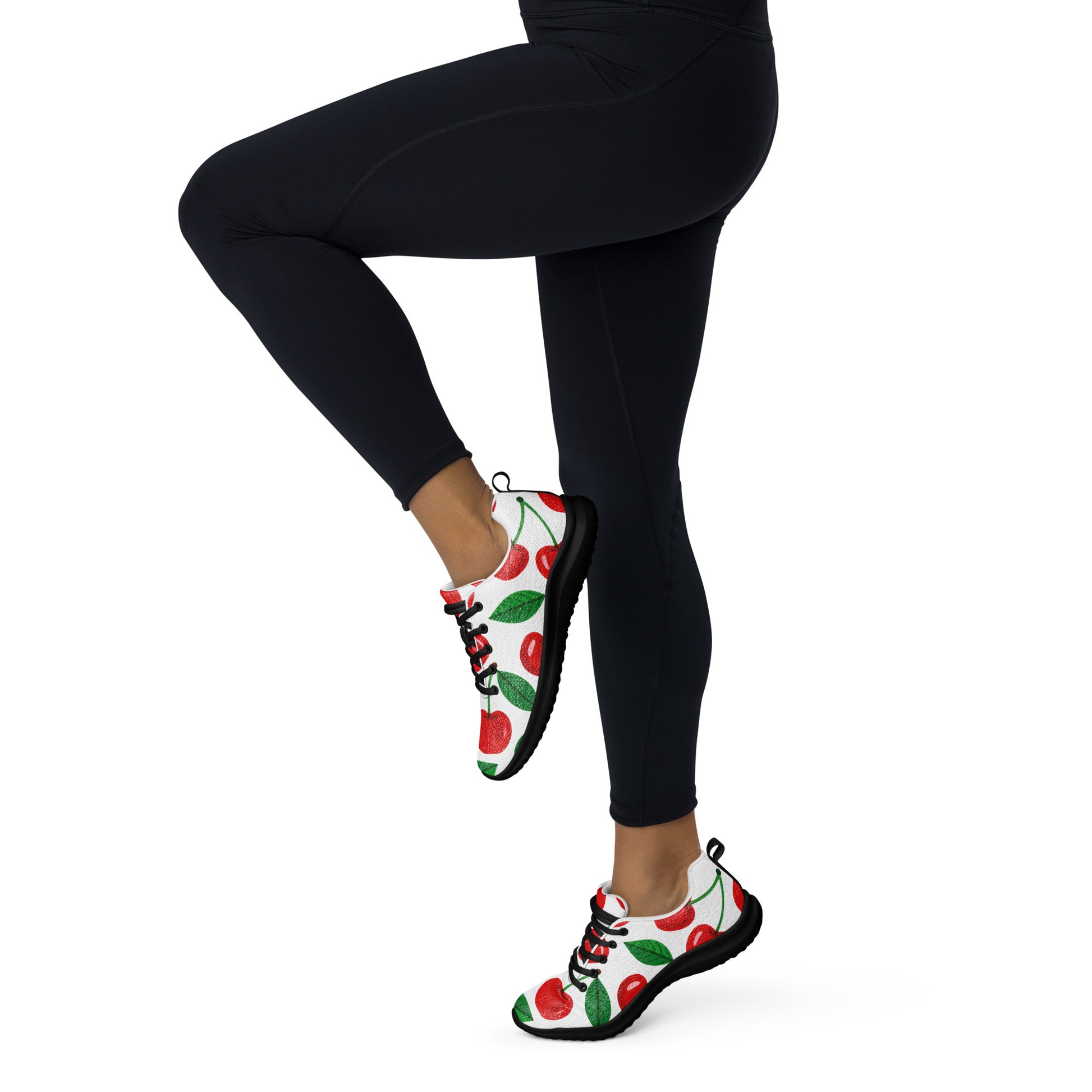Women’s athletic shoes - Cherry Burst Athletic Shoes – Women's Red Fruit Print Sneakers by printfluence.net