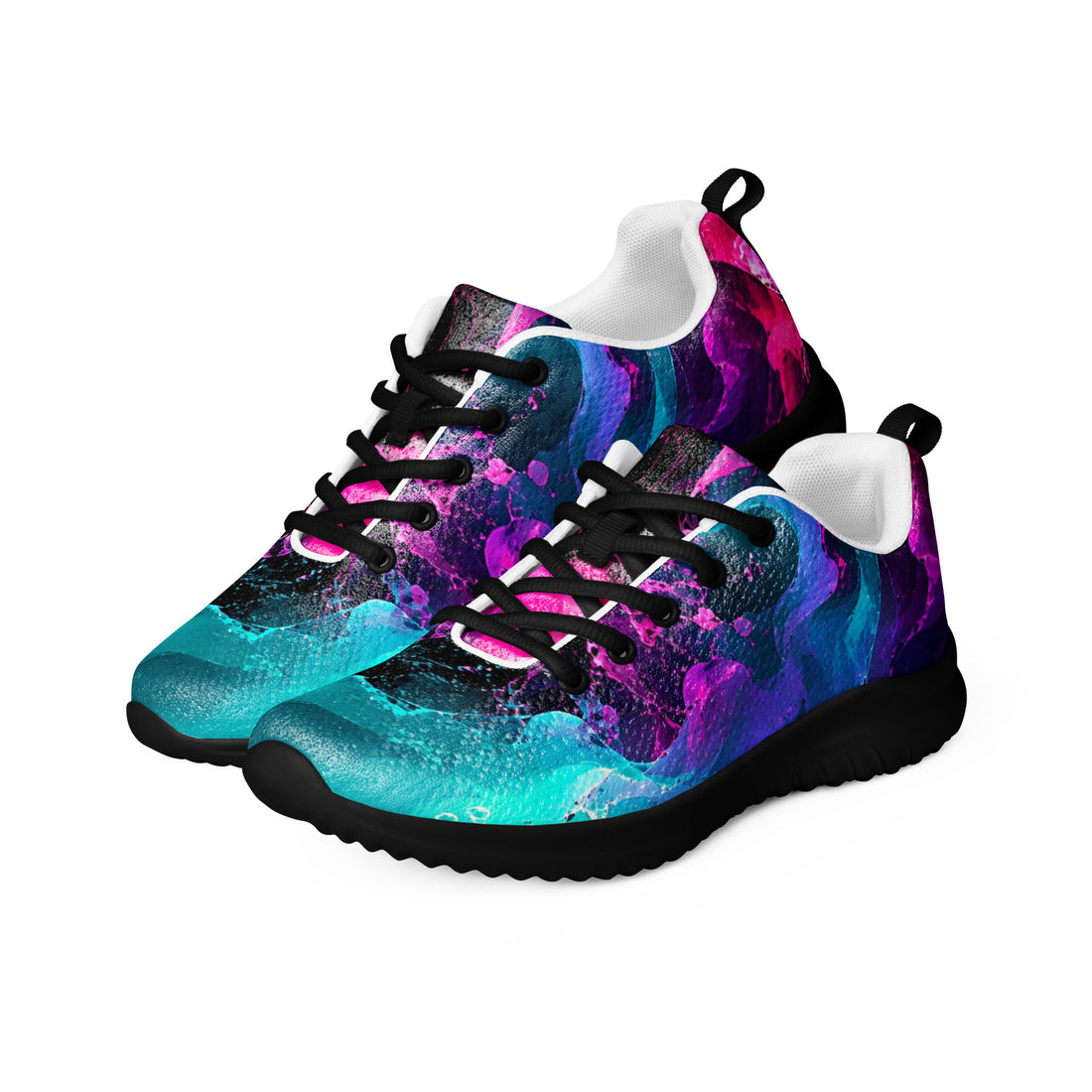 Women’s athletic shoes - Elite Neon Fluid Splashes - Premium Luxury Electric Cosmic Waves Design by printfluence.net