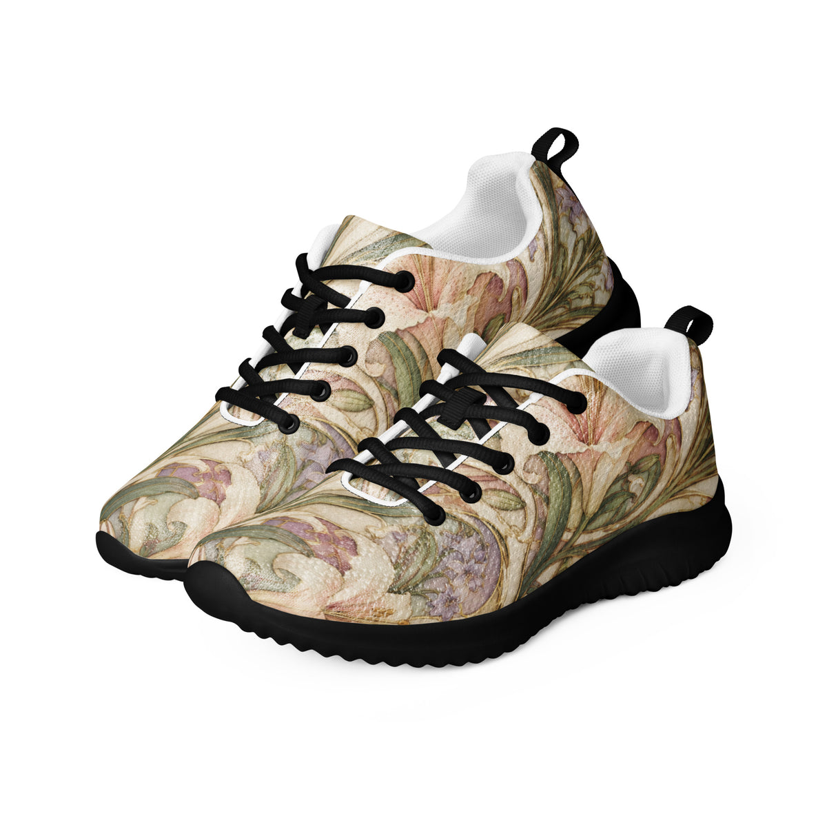 Heritage Bloom Lovers | Women’s Athletic Shoes — Classic Art Nouveau Lily and Floral Pattern by printfluence